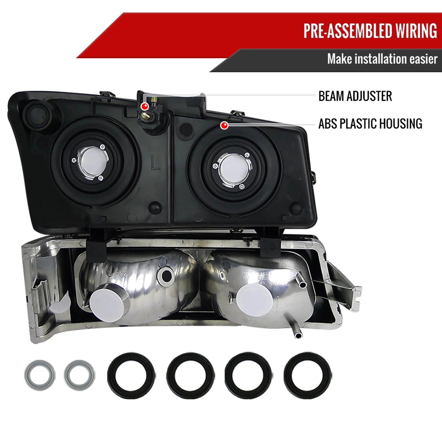2002-2006 Chevy Avalanche/ 03-2007 Silverado Factory Headlights Bumper Lights - Image 7