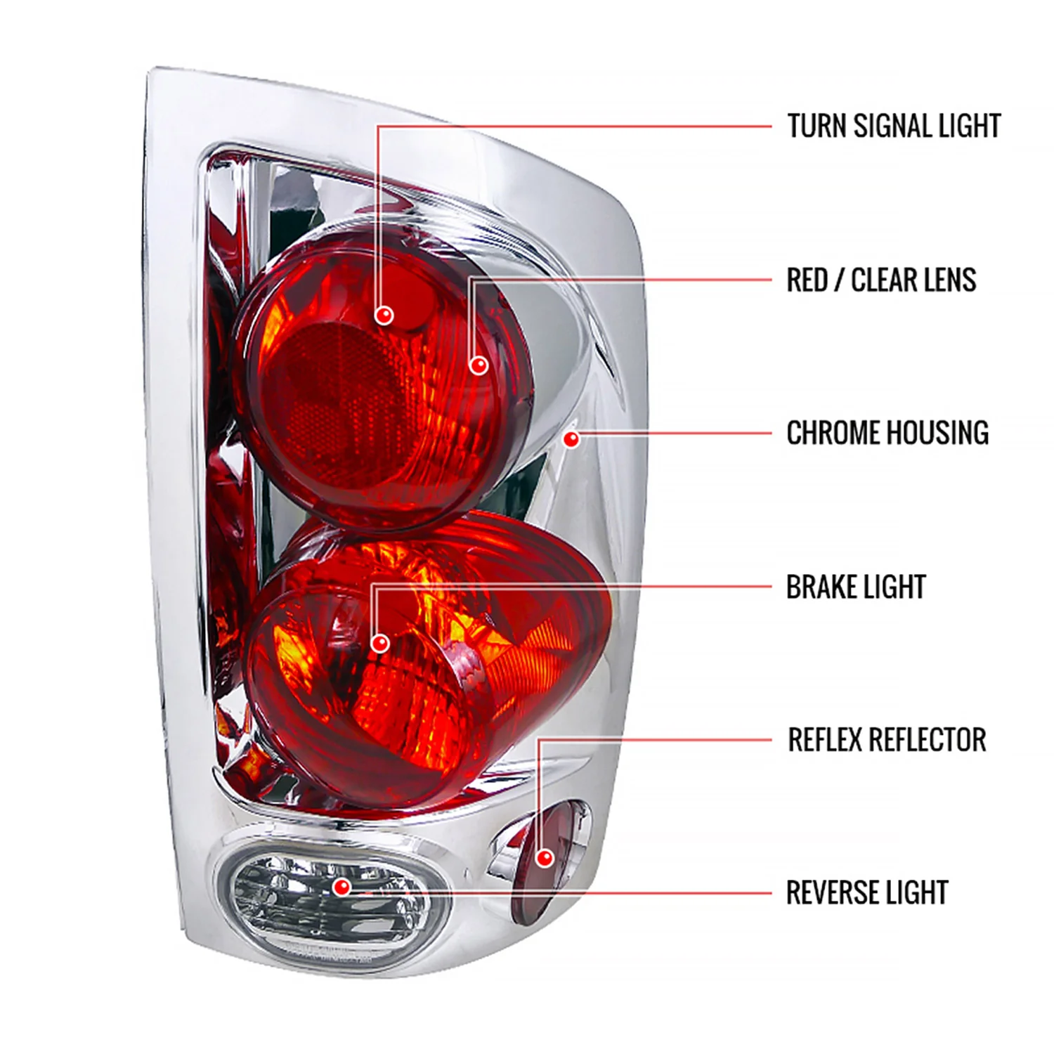 2002-2006 Dodge RAM Retro Style Tail Lights Chrome Housing/Clear Lens - Image 9