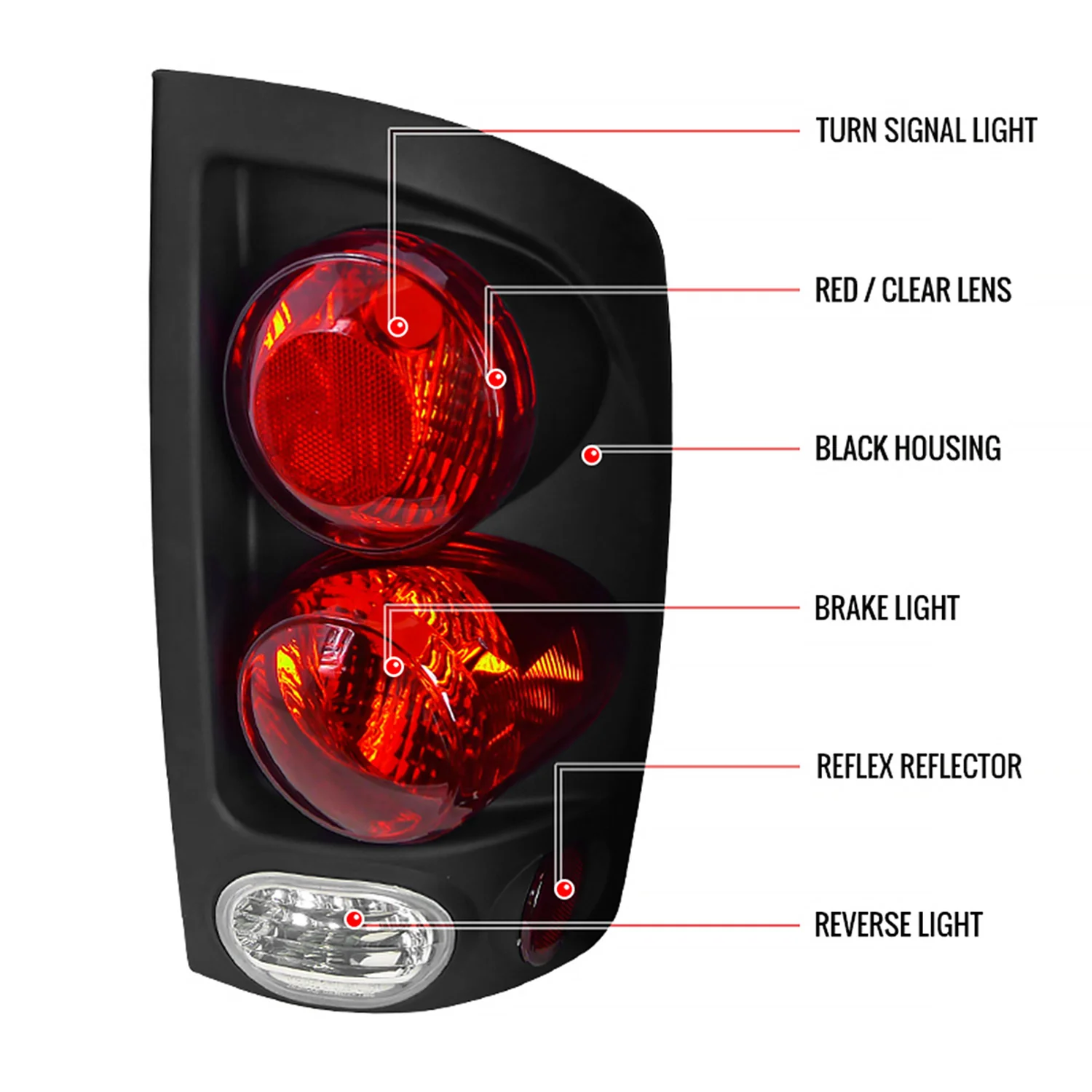 2002-2006 Dodge RAM Retro Style Tail Lights Matte Black Housing/Clear Lens - Image 9