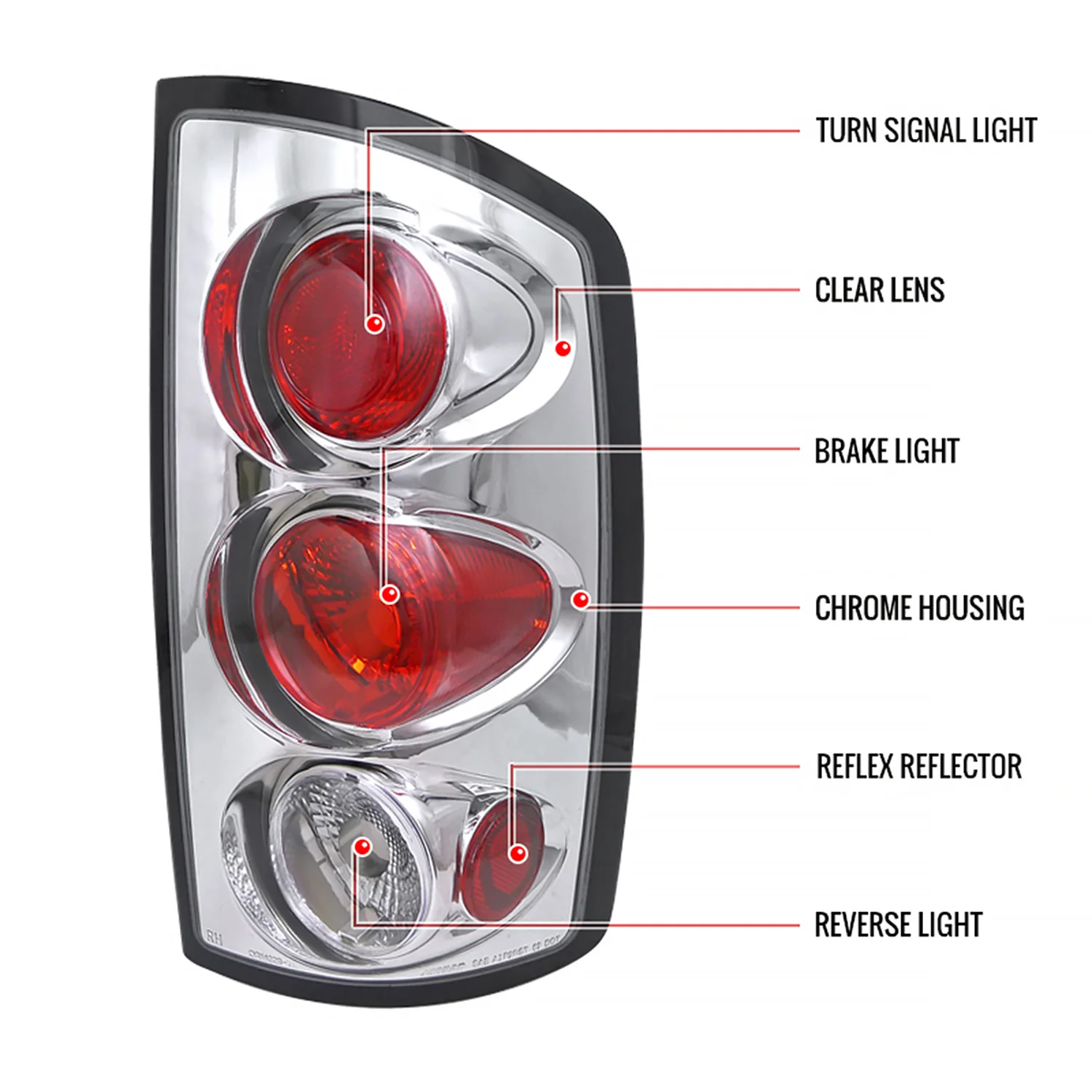 2002-2006 Dodge RAM Tail Lights Chrome Housing/Clear Lens - Image 9