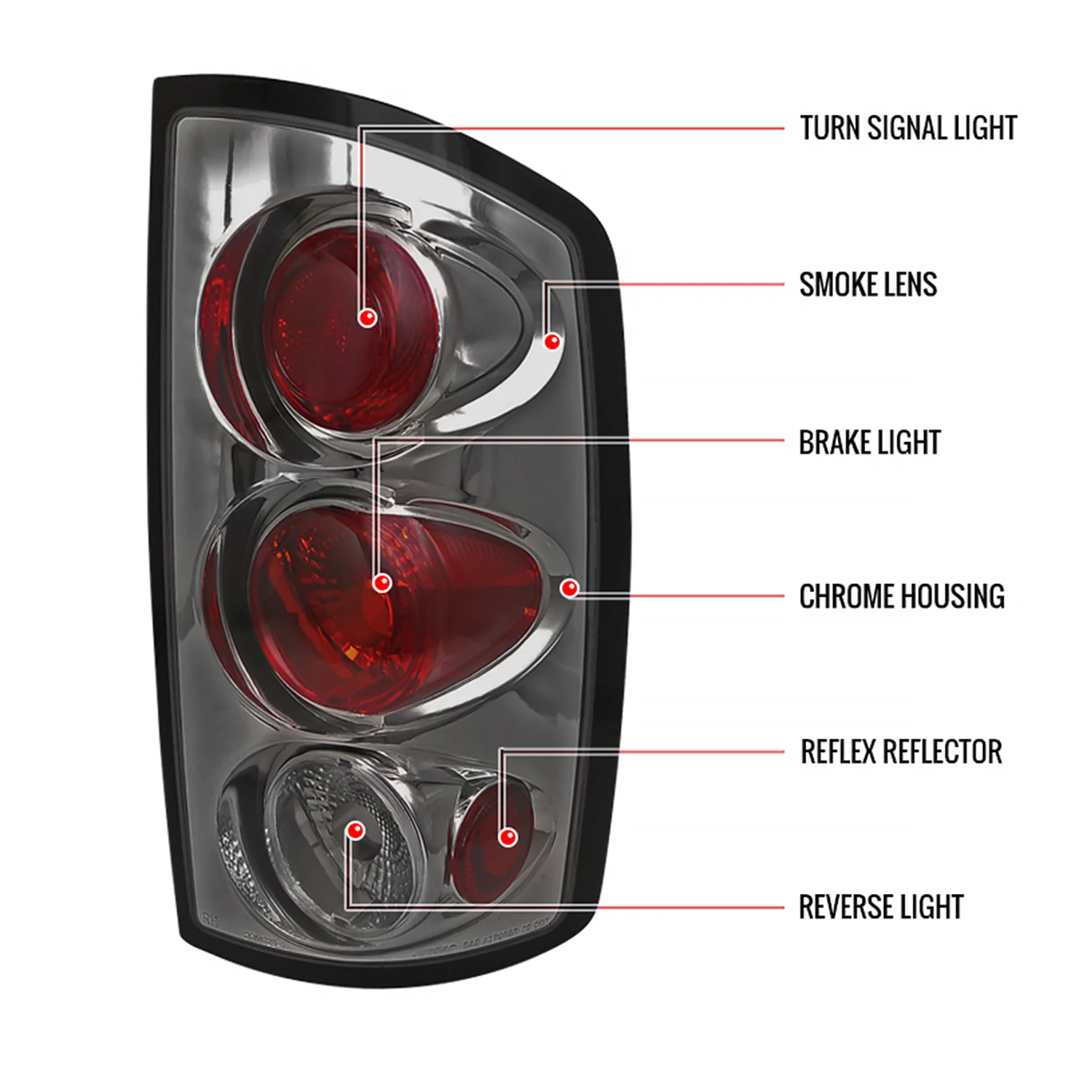 2002-2006 Dodge RAM Tail Lights Chrome Housing/Smoke Lens - Image 9