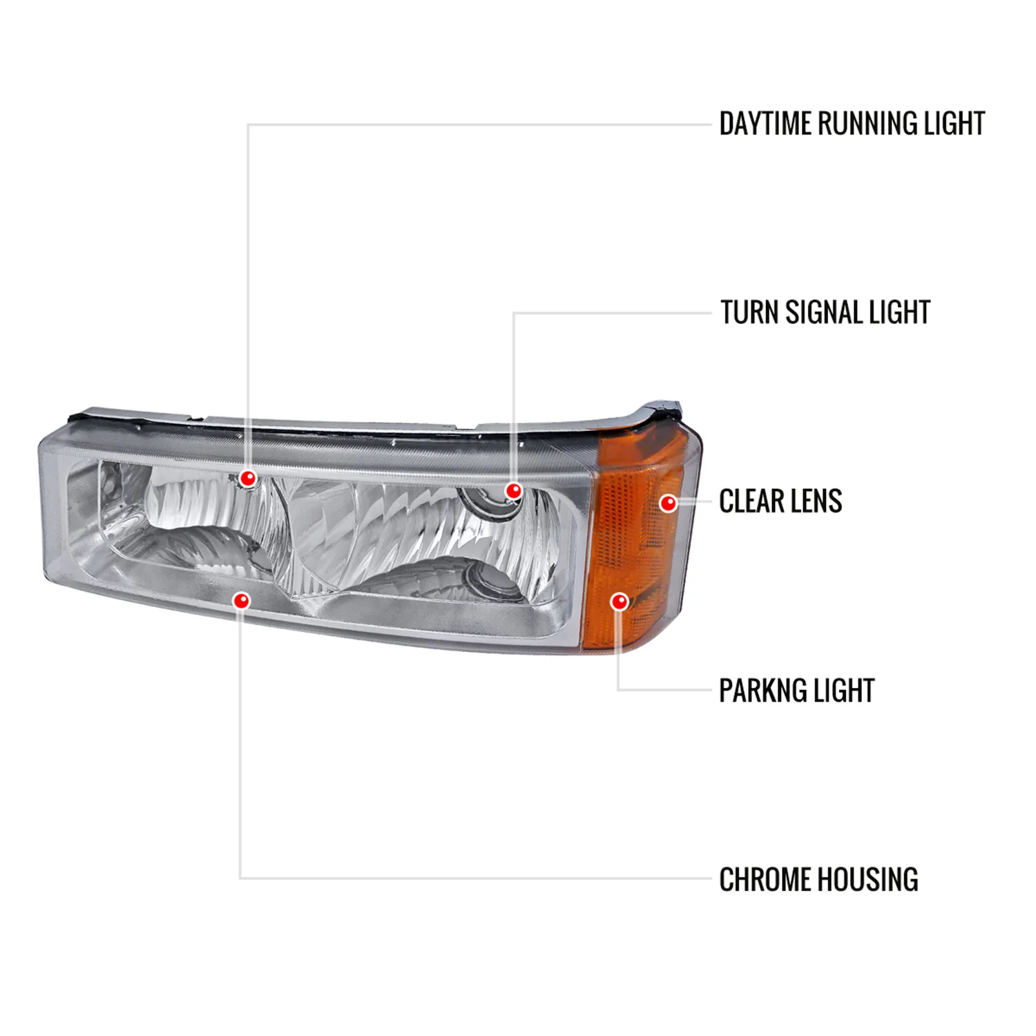 2002-2007 Chevy Silverado/Avalanche Bumper Lights Chrome Housing/Clear Lens - Image 8