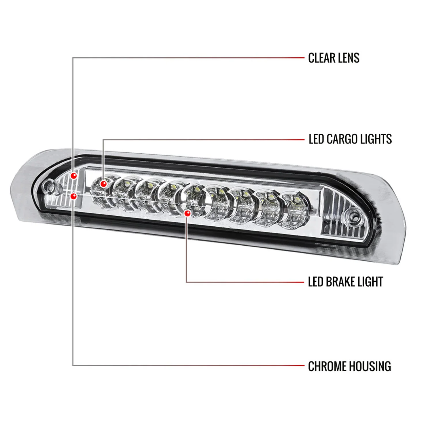 2002-2008 Dodge RAM LED 3rd Brake Light Chrome Housing/Clear Lens - Image 8