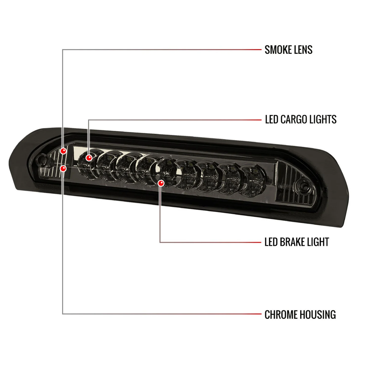 2002-2008 Dodge RAM LED 3rd Brake Light Chrome Housing/Smoke Lens - Image 8