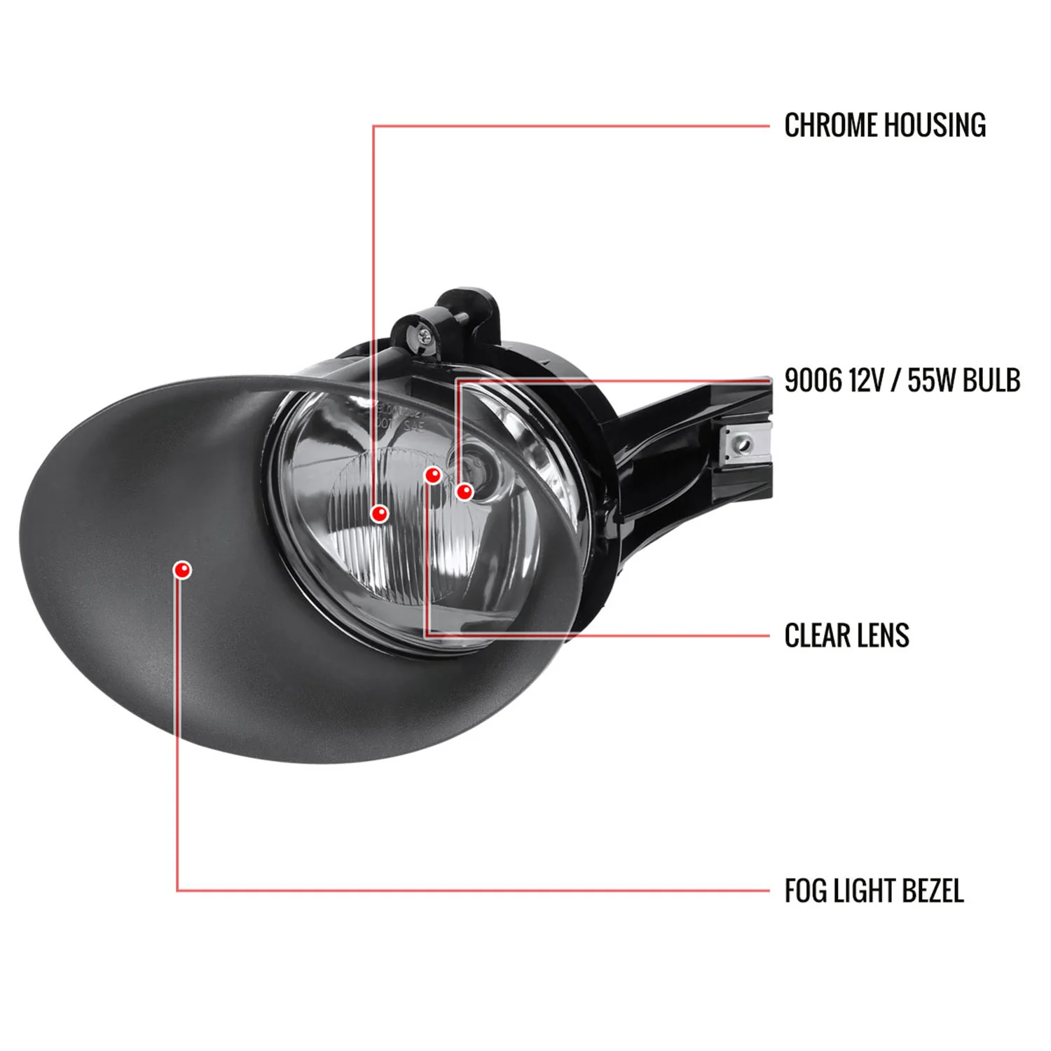 2002-2009 Dodge RAM 1500/2500/3500 9006 Fog Lights Chrome Housing/Clear Lens - Image 9