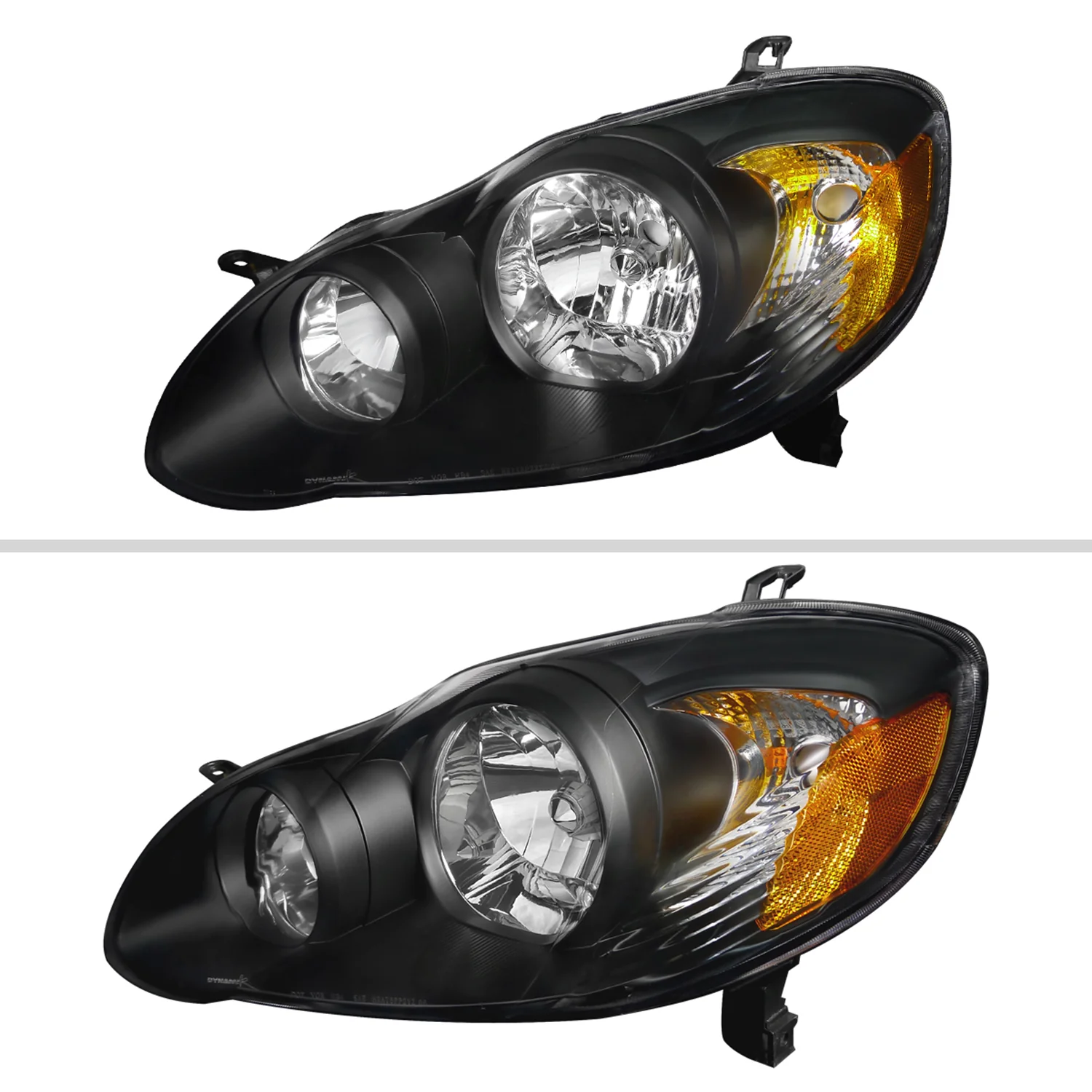 2003-2008 Toyota Corolla Factory Style Headlights Matte Black/Clear Lens - Image 2