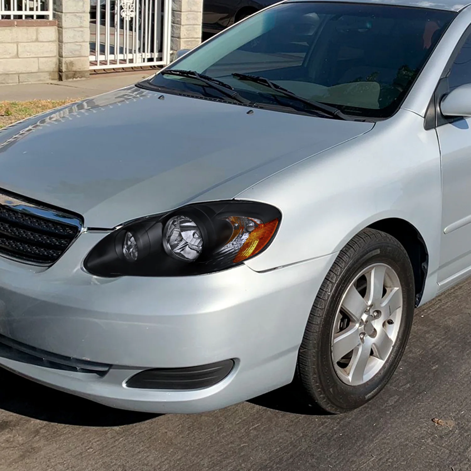 2003-2008 Toyota Corolla Factory Style Headlights Matte Black/Clear Lens - Image 9
