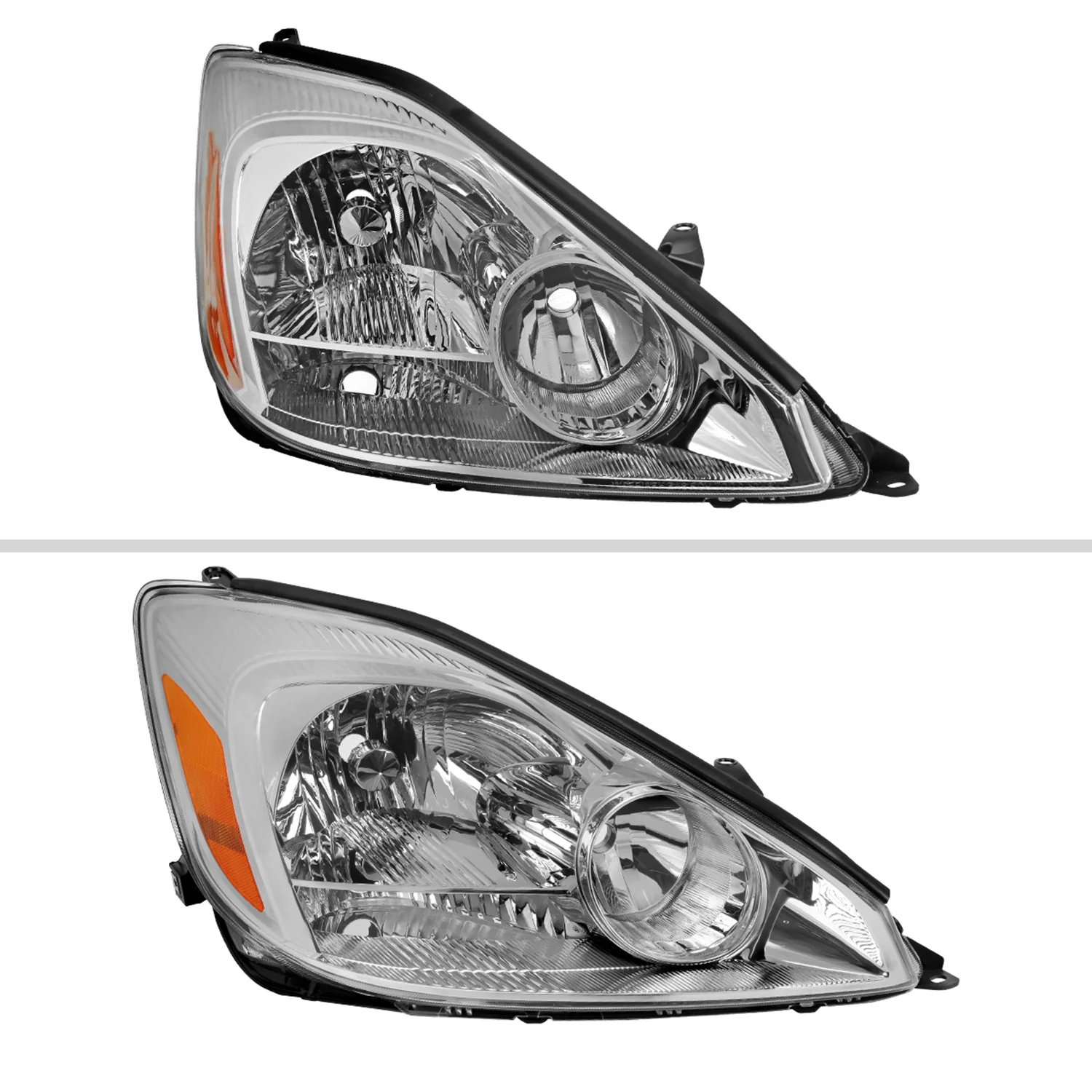 2004-2005 Toyota Sienna Passenger Side Headlights Amber Reflector Chrome - Image 2