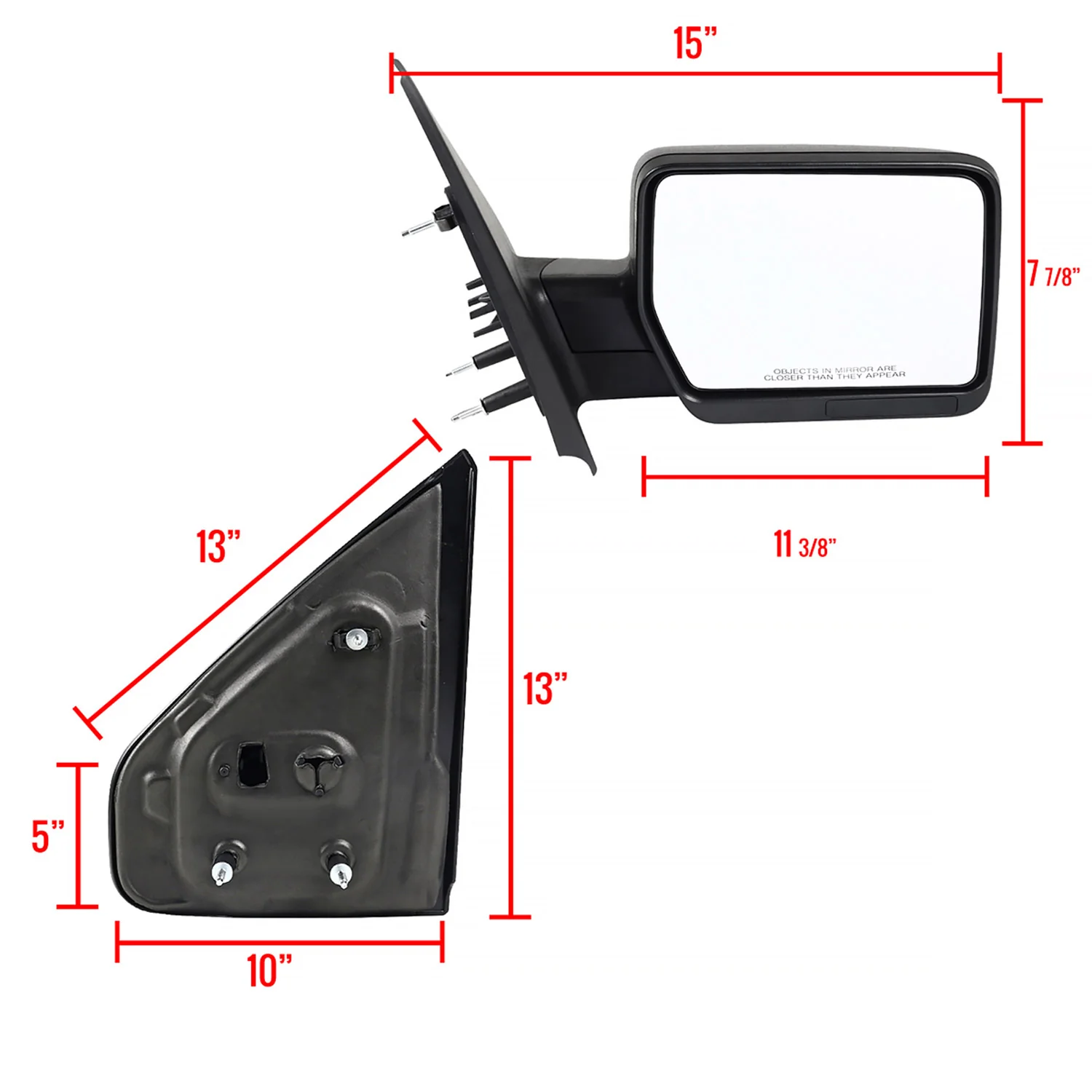 2004-2006 Ford F-150 Black Manual Adjustable Side Mirror - Passenger Side Only - Image 8
