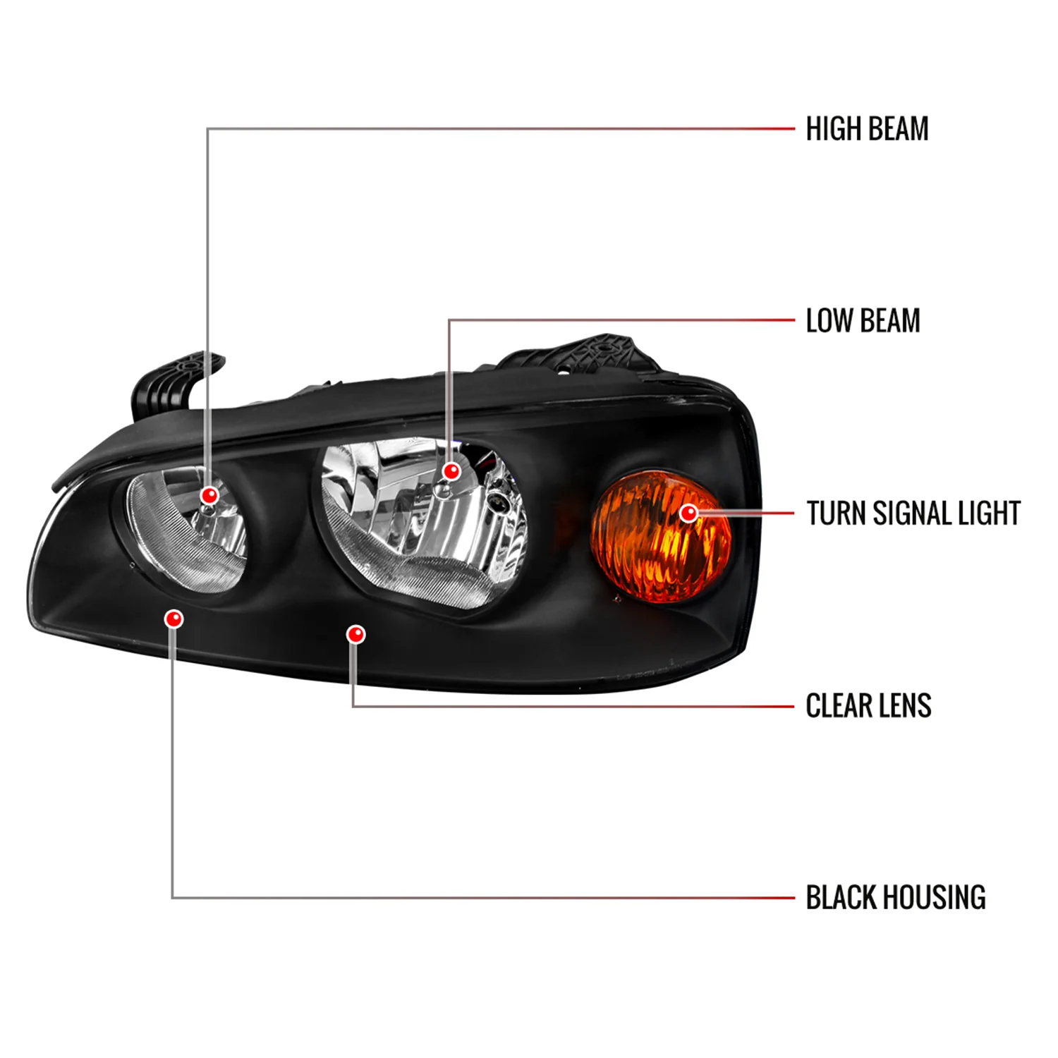 2004-2006 Hyundai Elantra Crystal Headlights w/ Amber Reflectors Black/Clear - Image 7