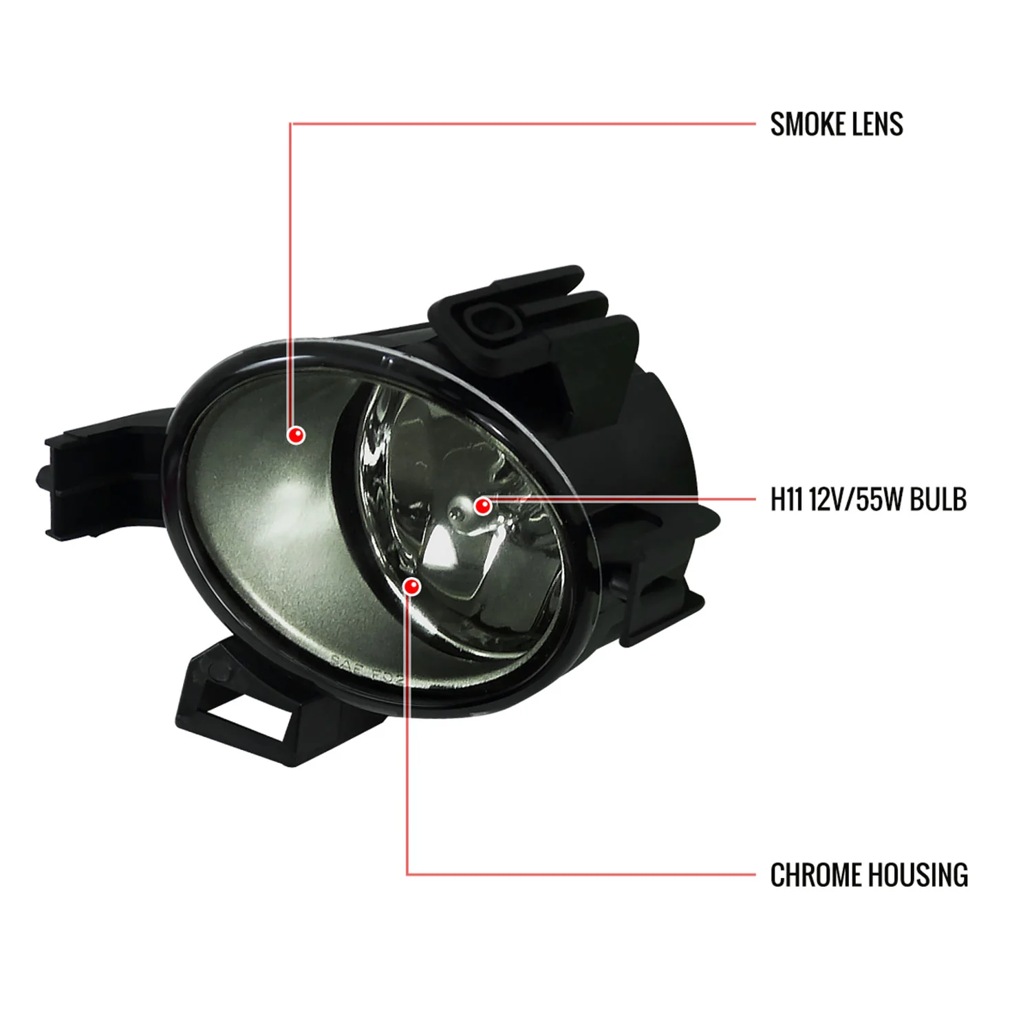 2004-2006 Nissan Quest/Altima H11 Fog Lights Kit Chrome Housing/Smoke Lens - Image 9