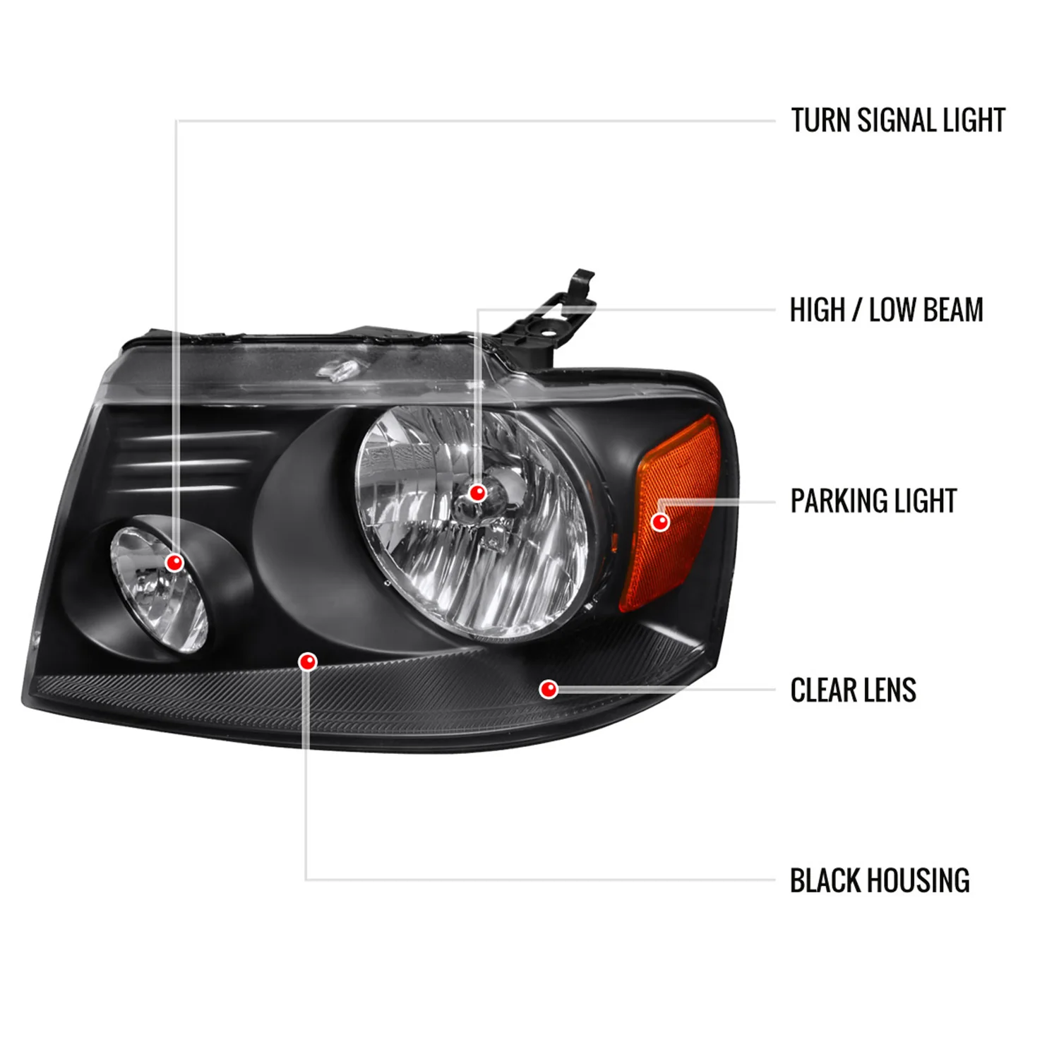 2004-2008 Ford F-150/ 2006-2008 Lincoln Mark LT Factory Headlights Matt Black - Image 8