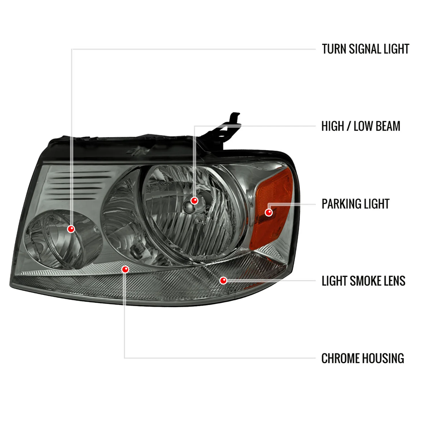 2004-2008 Ford F-150/2006-2008 Lincoln Mark LT Headlights Amber & Chrome Smoke - Image 8
