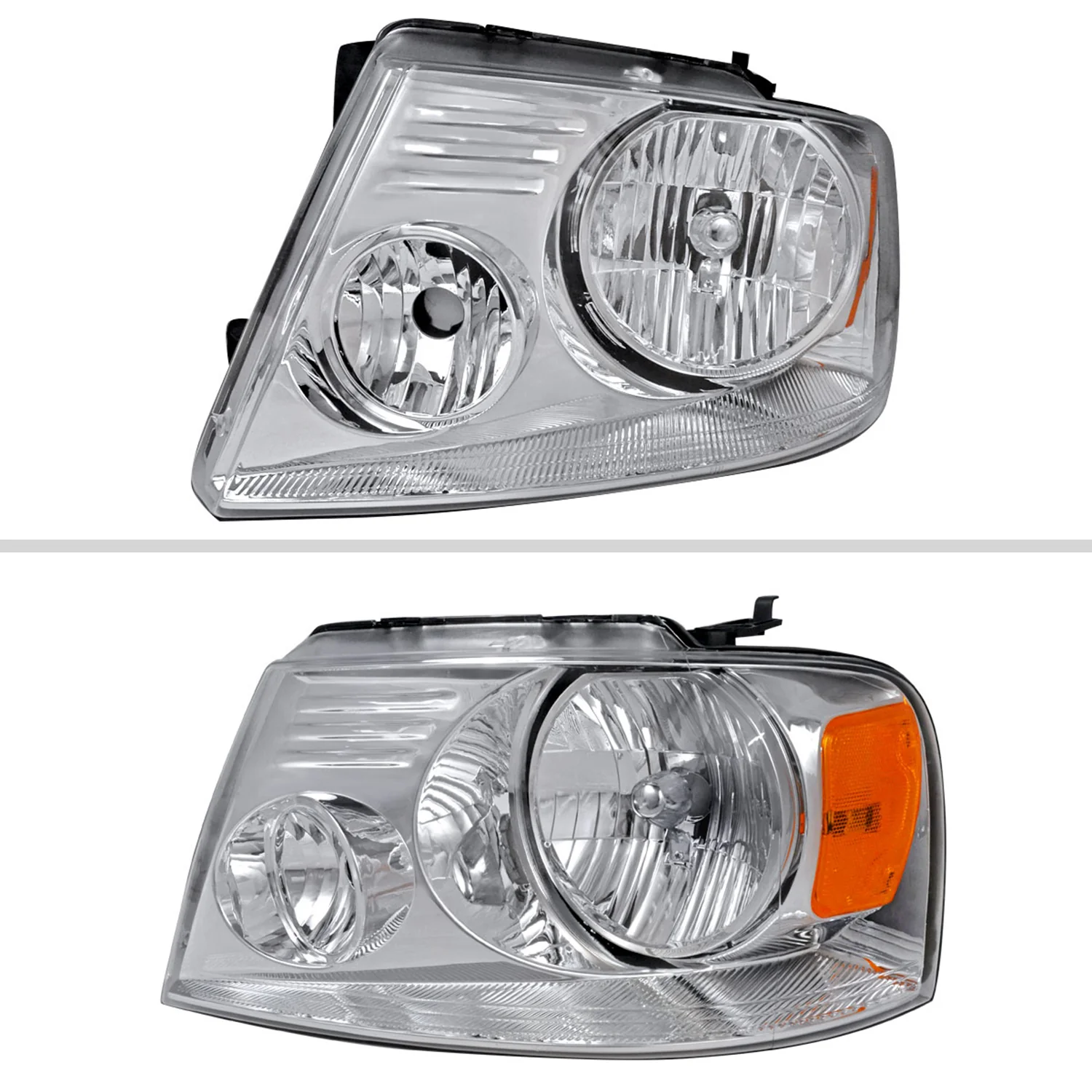 2004-2008 Ford F-150/ Lincoln Mark LT Replacement Headlights Amber & Chrome - Image 2