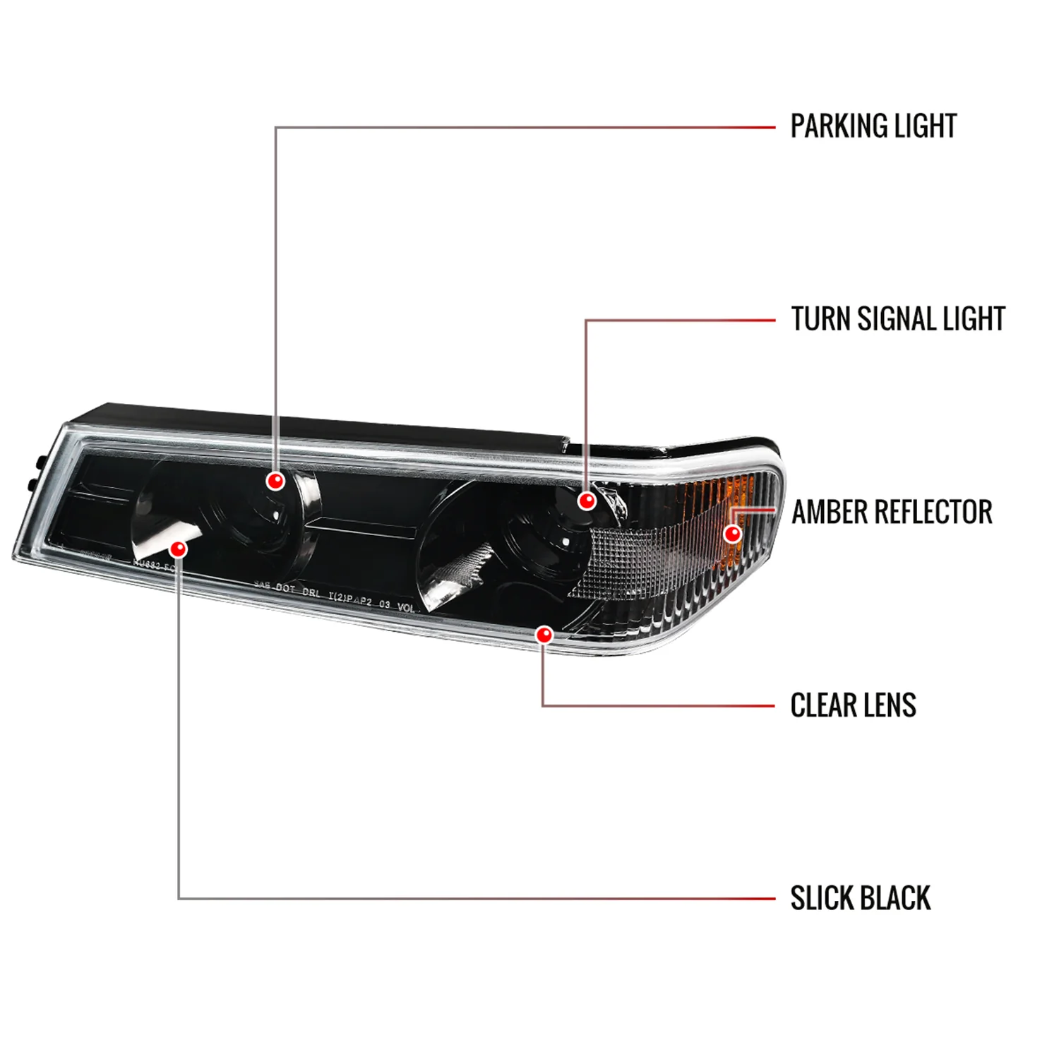 2004-2012 Chevy Colorado GMC Canyon Corner Lights Jet Black/Clear Lens - Image 7