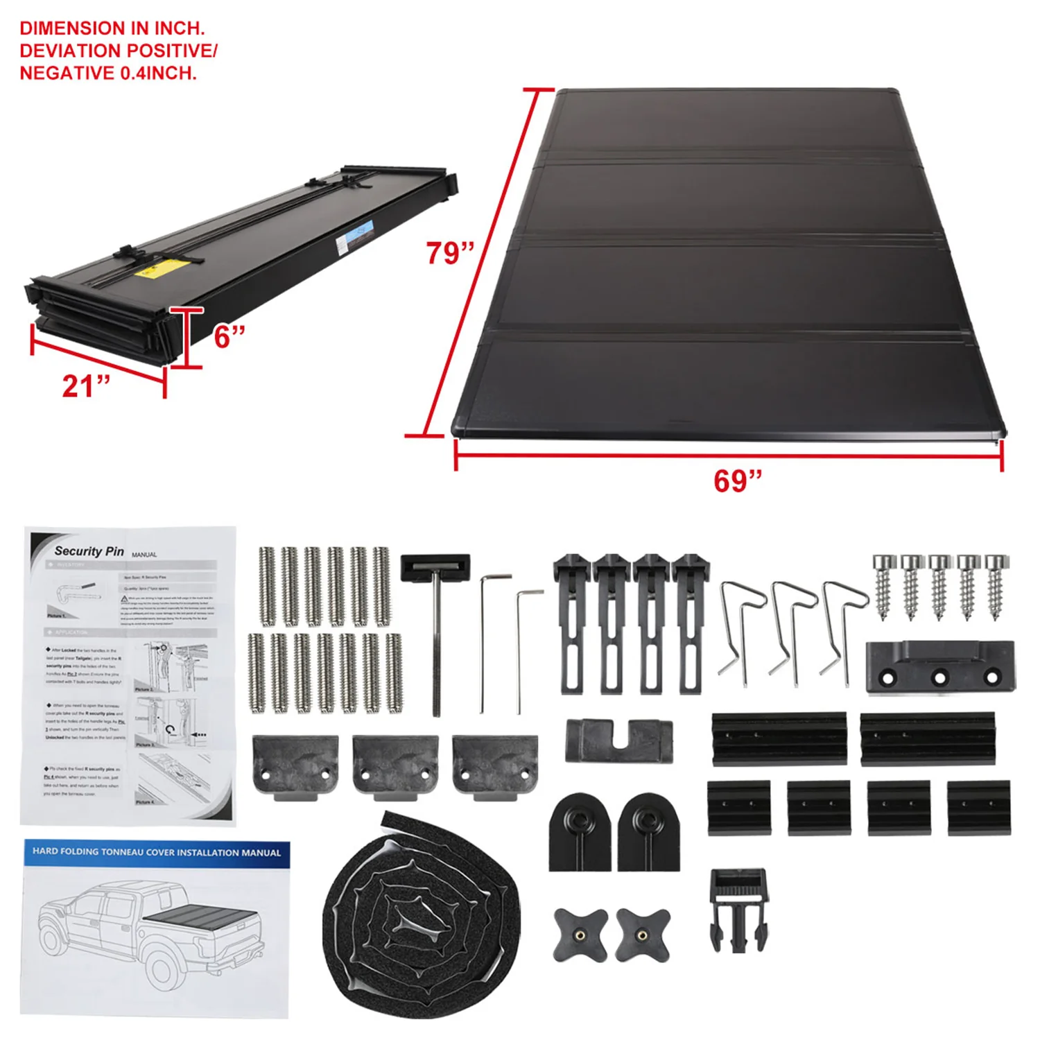 2004-2015 Nissan Titan 6'6" Standard Bed Hard Quad-Fold Tonneau Cover - Image 9