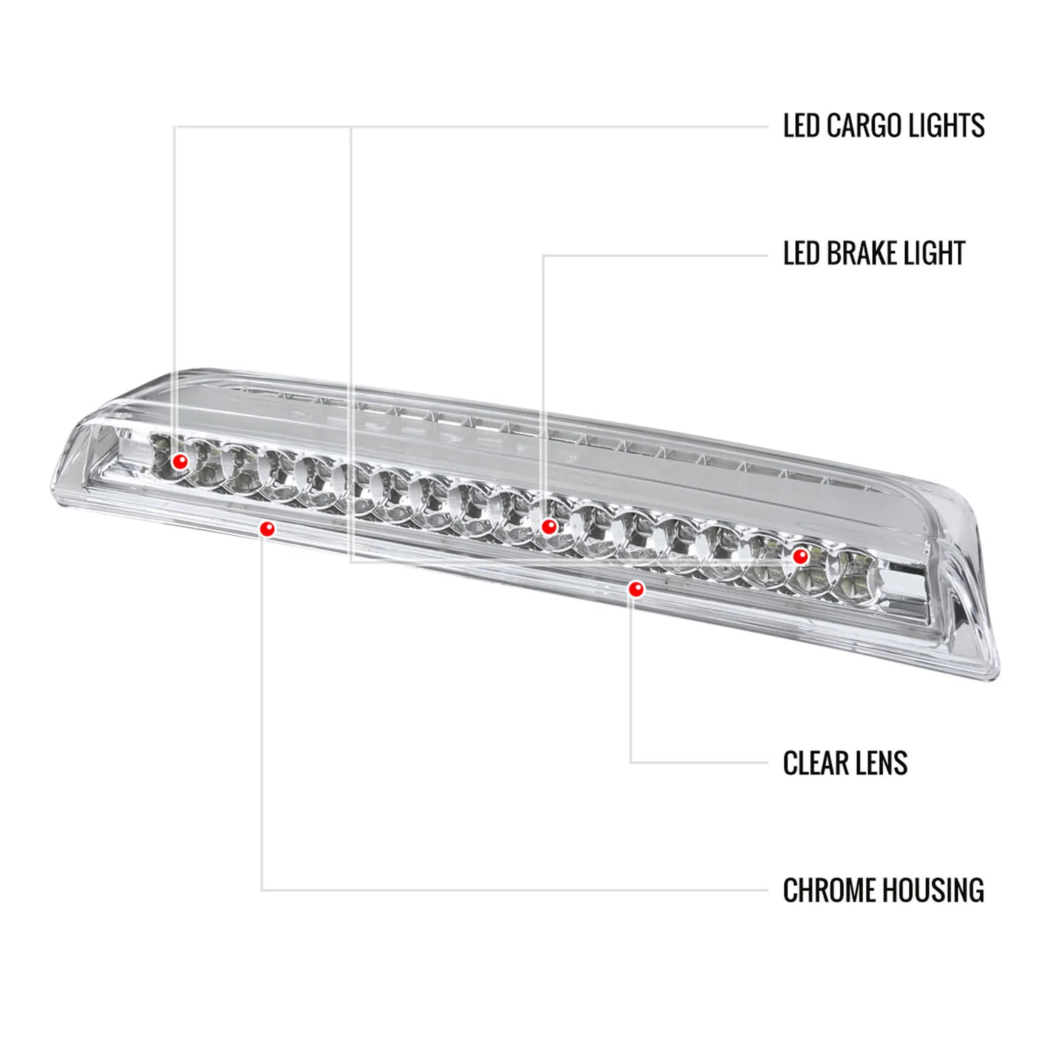 2004-2015 Nissan Titan LED 3rd Brake Light Chrome Housing/Clear Lens - Image 8