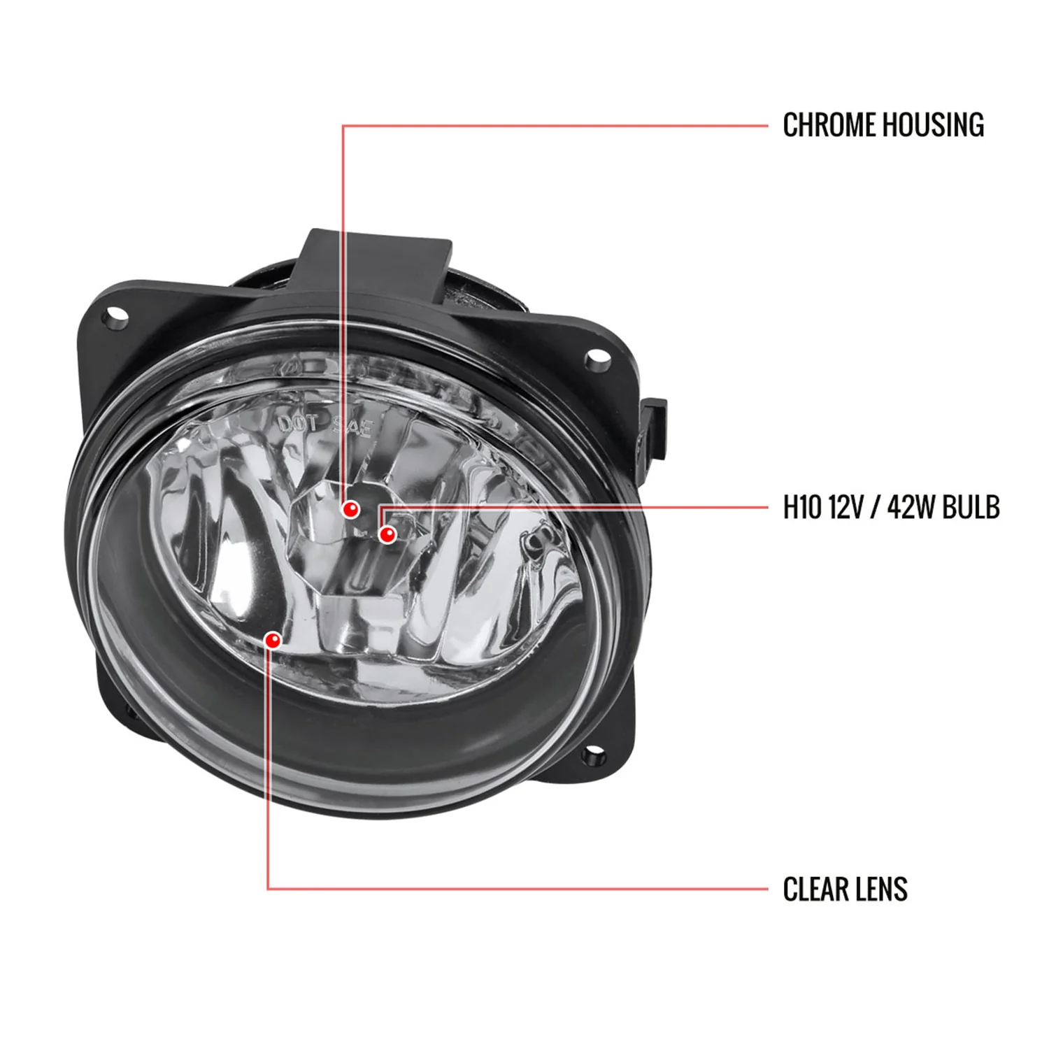 2005-2007 Ford Escape/ 2000-2004 Focus SVT H10 Fog Lights Kit Chrome/Clear Lens - Image 9