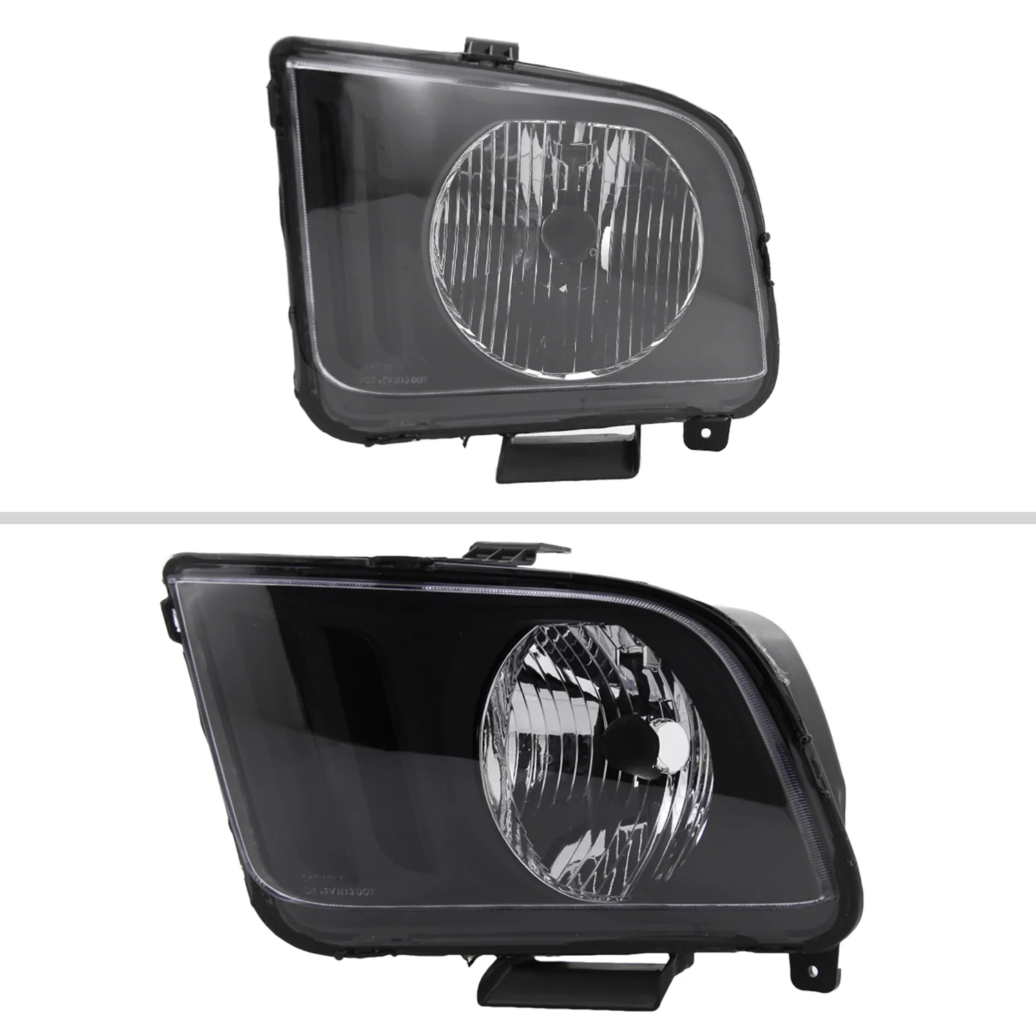 2005-2009 Ford Mustang Factory Style Headlights Matte Black/Clear Lens - Image 2