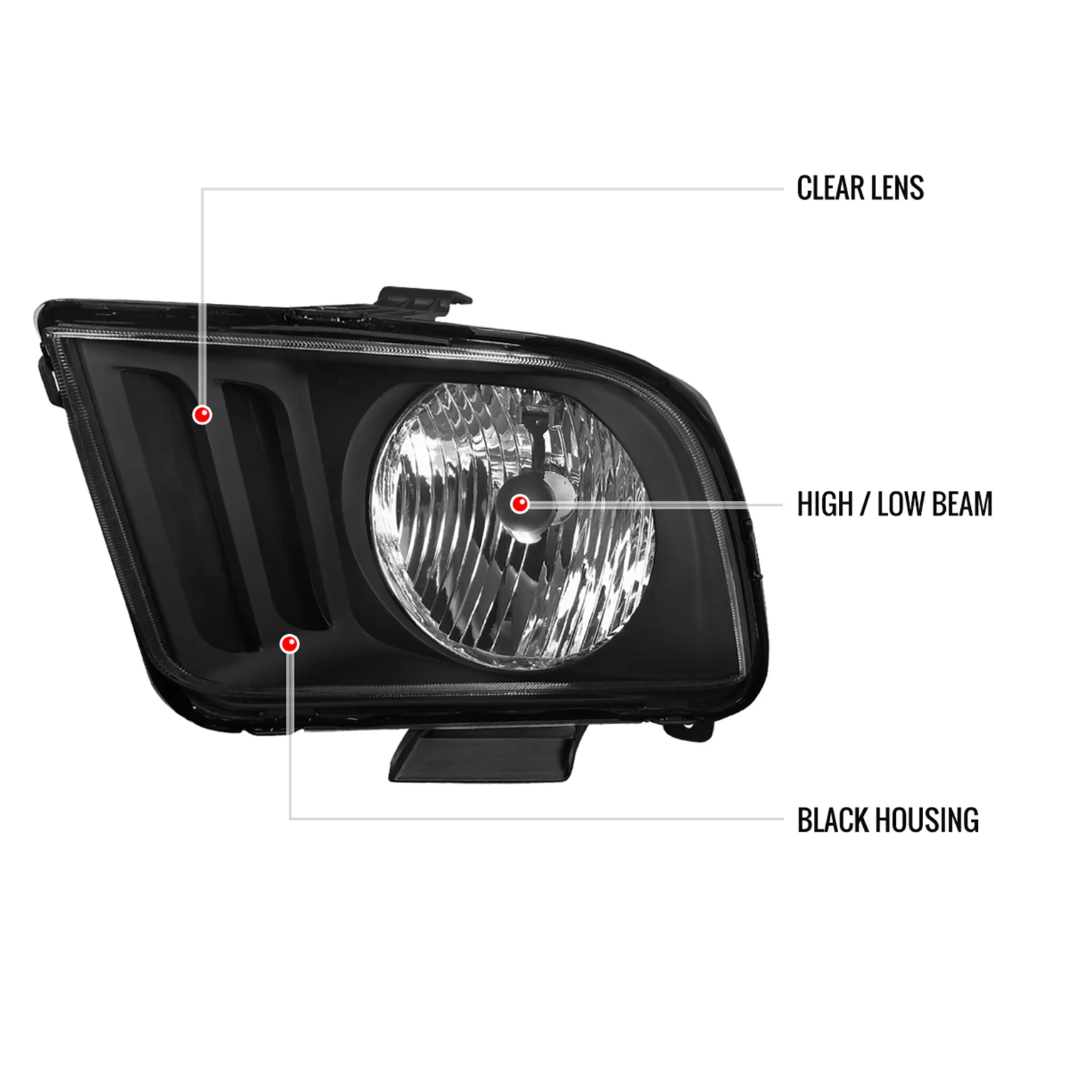 2005-2009 Ford Mustang Factory Style Headlights Matte Black/Clear Lens - Image 8