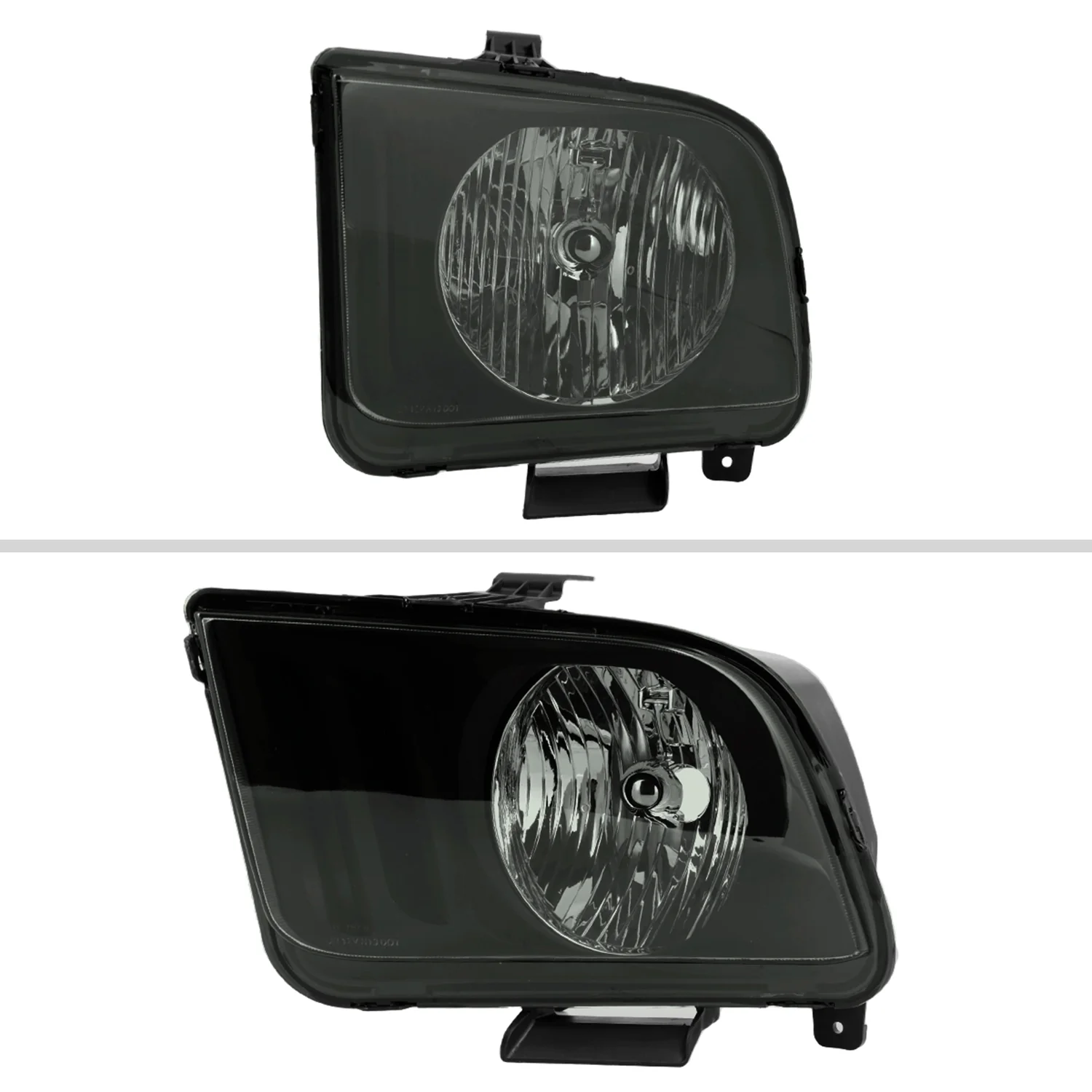 2005-2009 Ford Mustang Factory Style Headlights Matte Black/Light Smoke Lens - Image 2