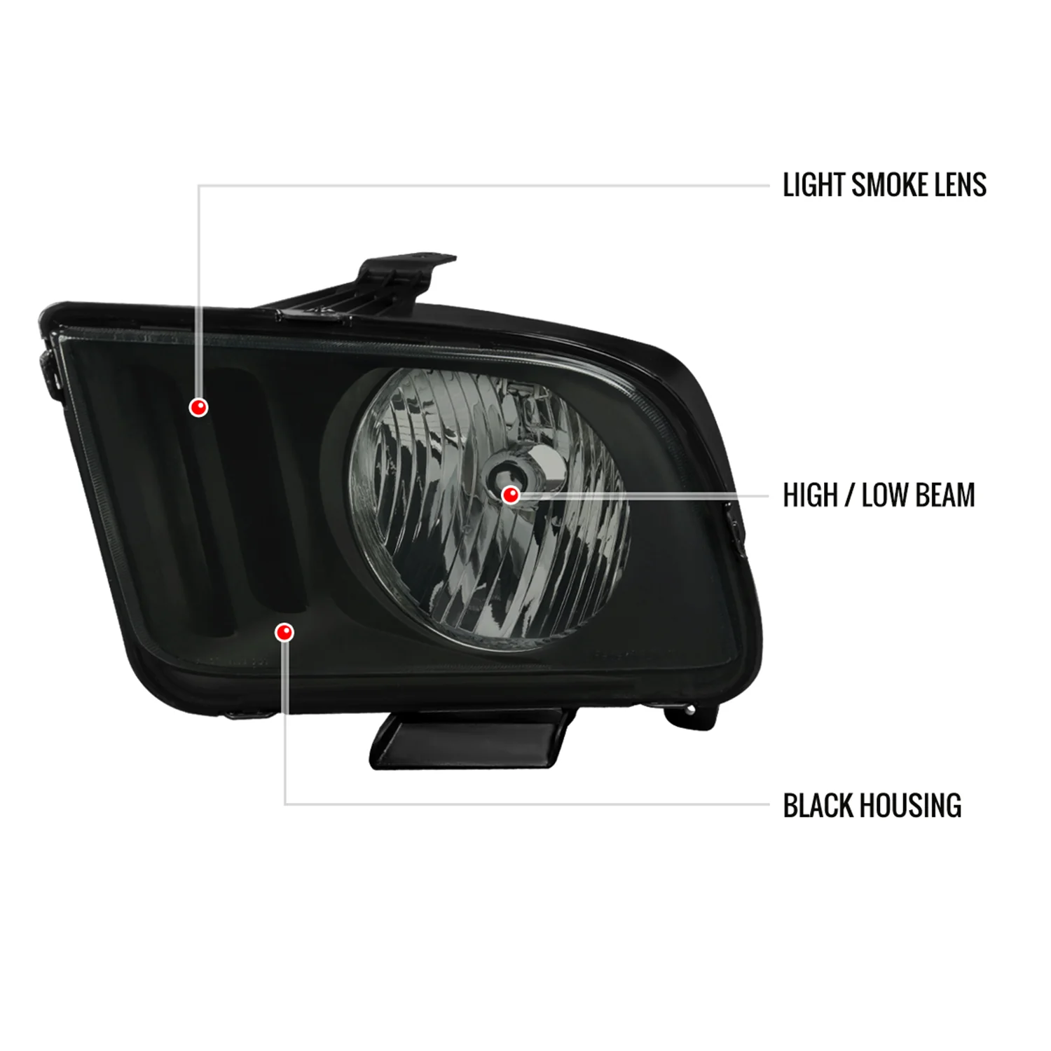 2005-2009 Ford Mustang Factory Style Headlights Matte Black/Light Smoke Lens - Image 8