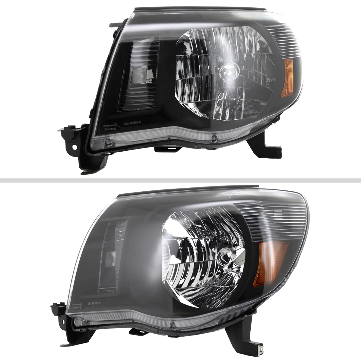 2005-2011 Toyota Tacoma Factory Style Headlights Matte Black/Clear Lens - Image 2