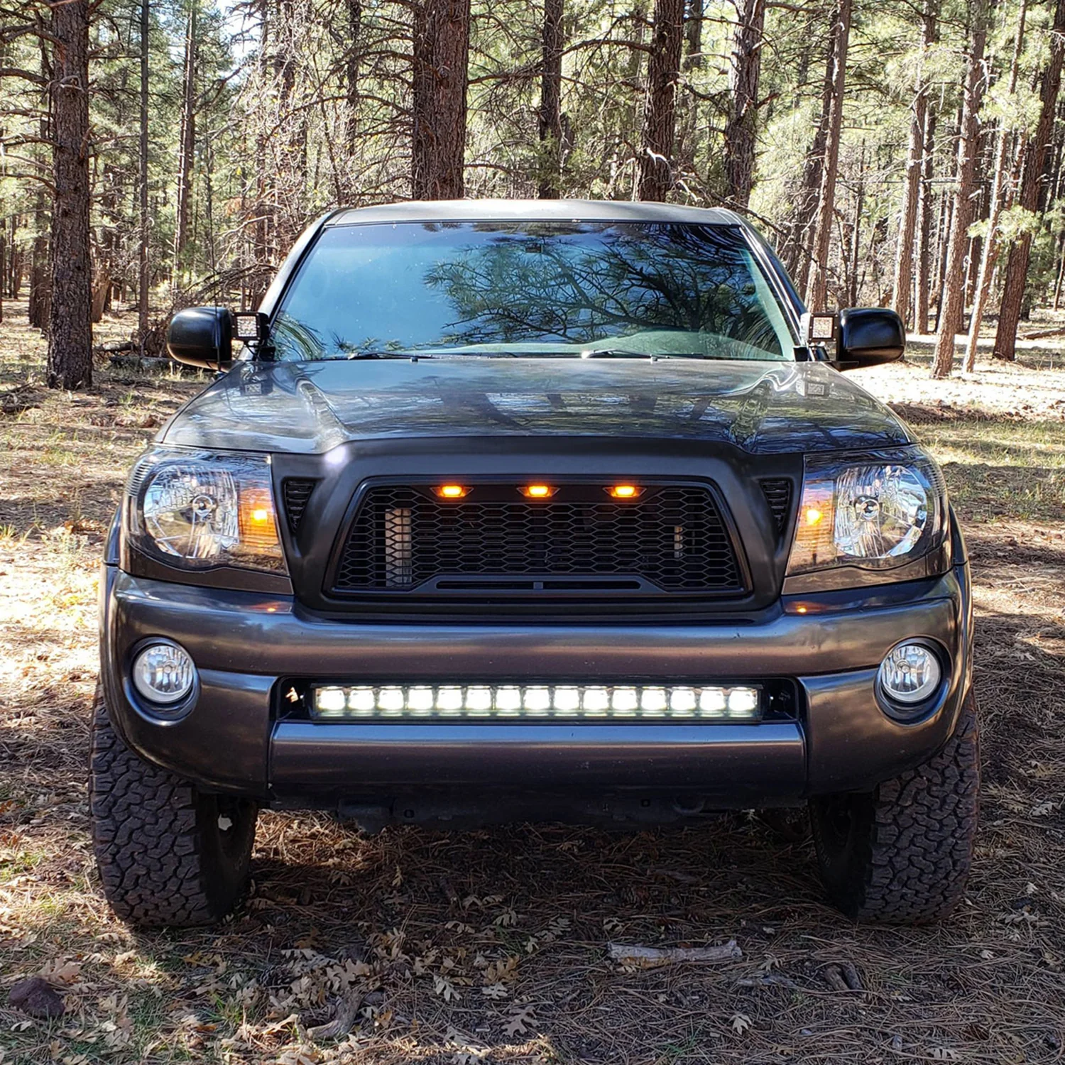 2005-2011 Toyota Tacoma Matte Black Mesh Replacement Grille w/ LED Lights - Image 9