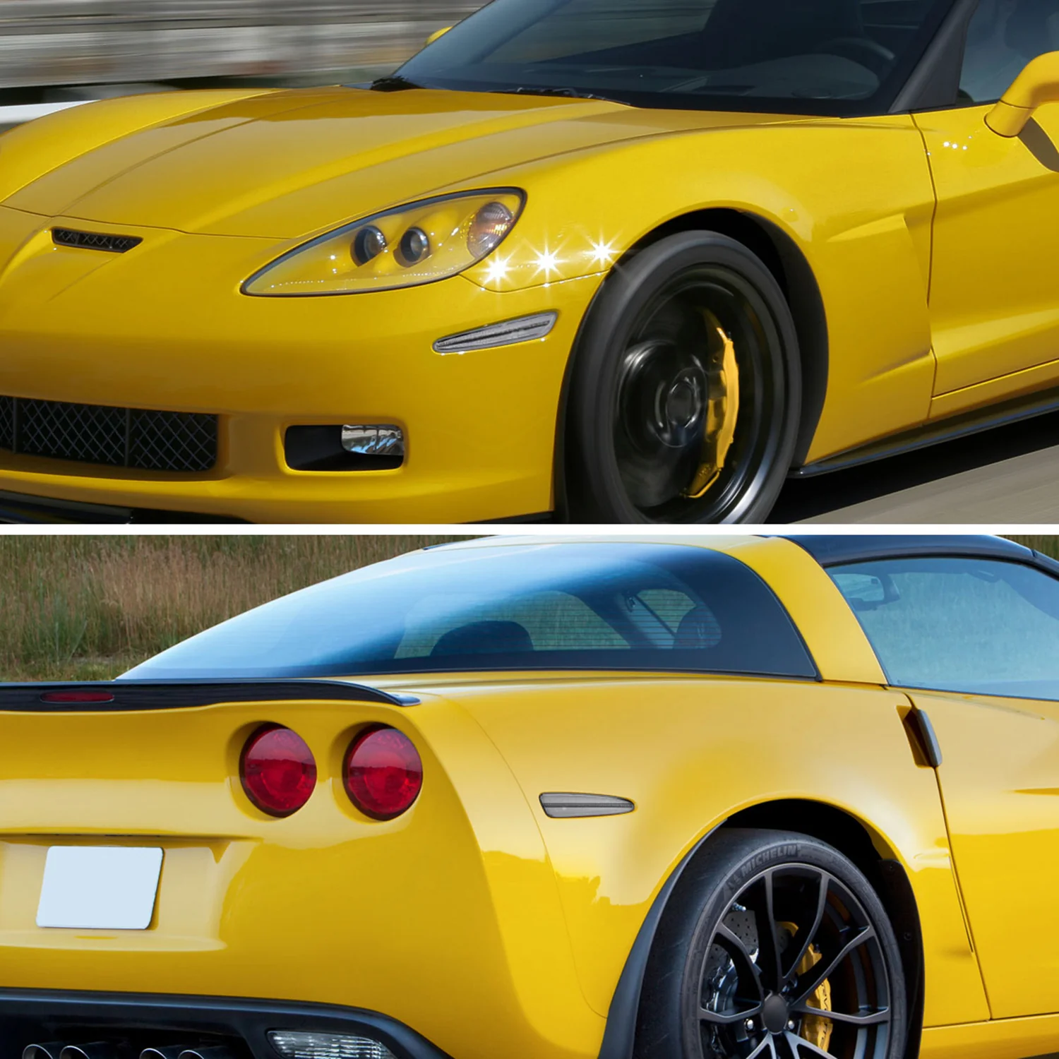 2005-2013 Chevy Corvette C6 Front & Rear LED Side Marker Lights Chrome/Clear - Image 10