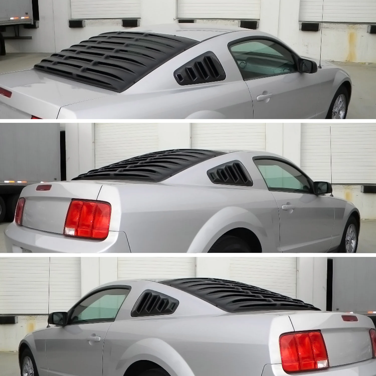 2005-2014 Ford Mustang Textured Black ABS Quarter Side Window Louvers Vent - Image 10
