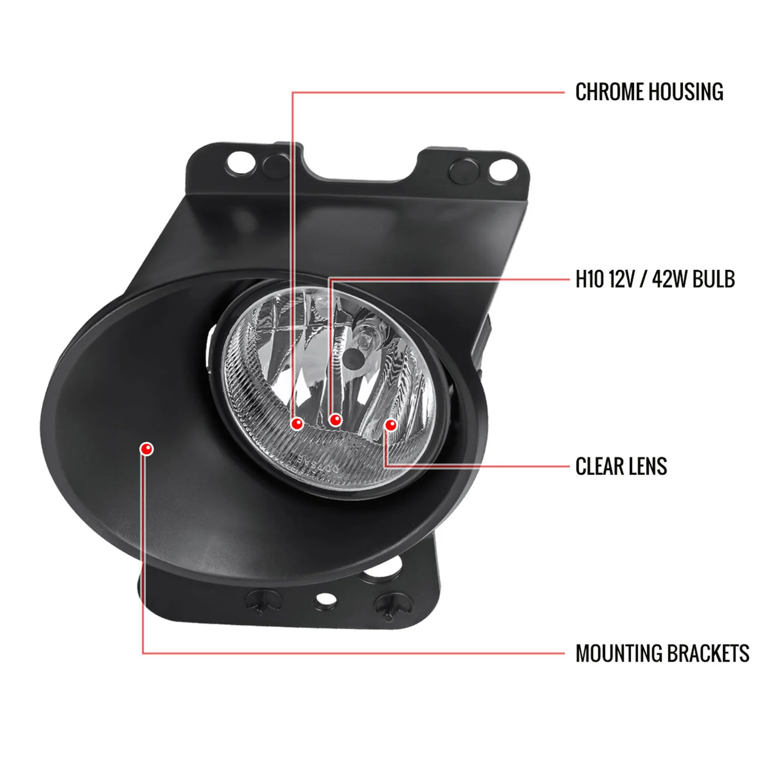2006-2008 Ford F-150/ Lincoln Mark LT H10 Fog Lights Kit Chrome/Clear Lens - Image 9