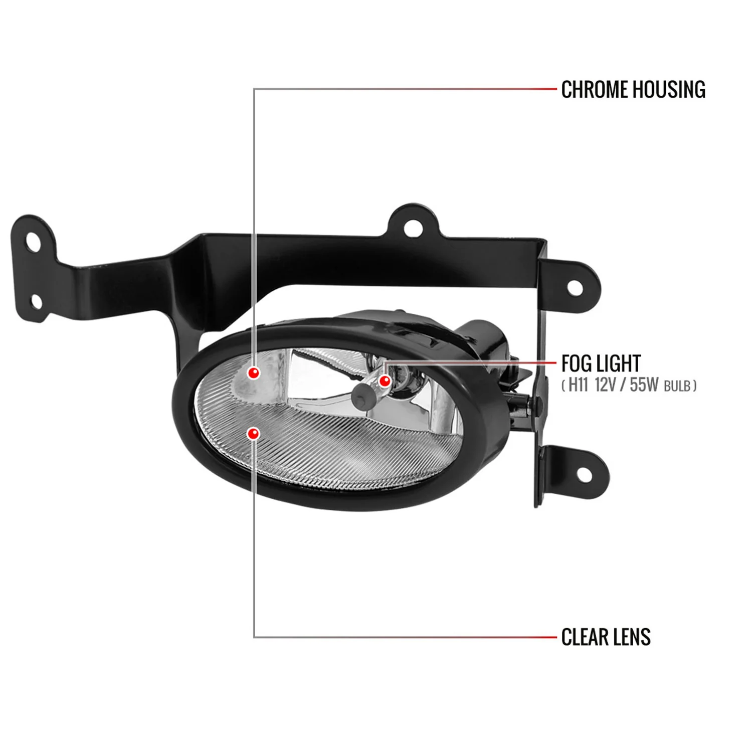 2006-2008 Honda Civic Coupe H11 Fog Lights Kit Chrome Housing/Clear Lens - Image 8