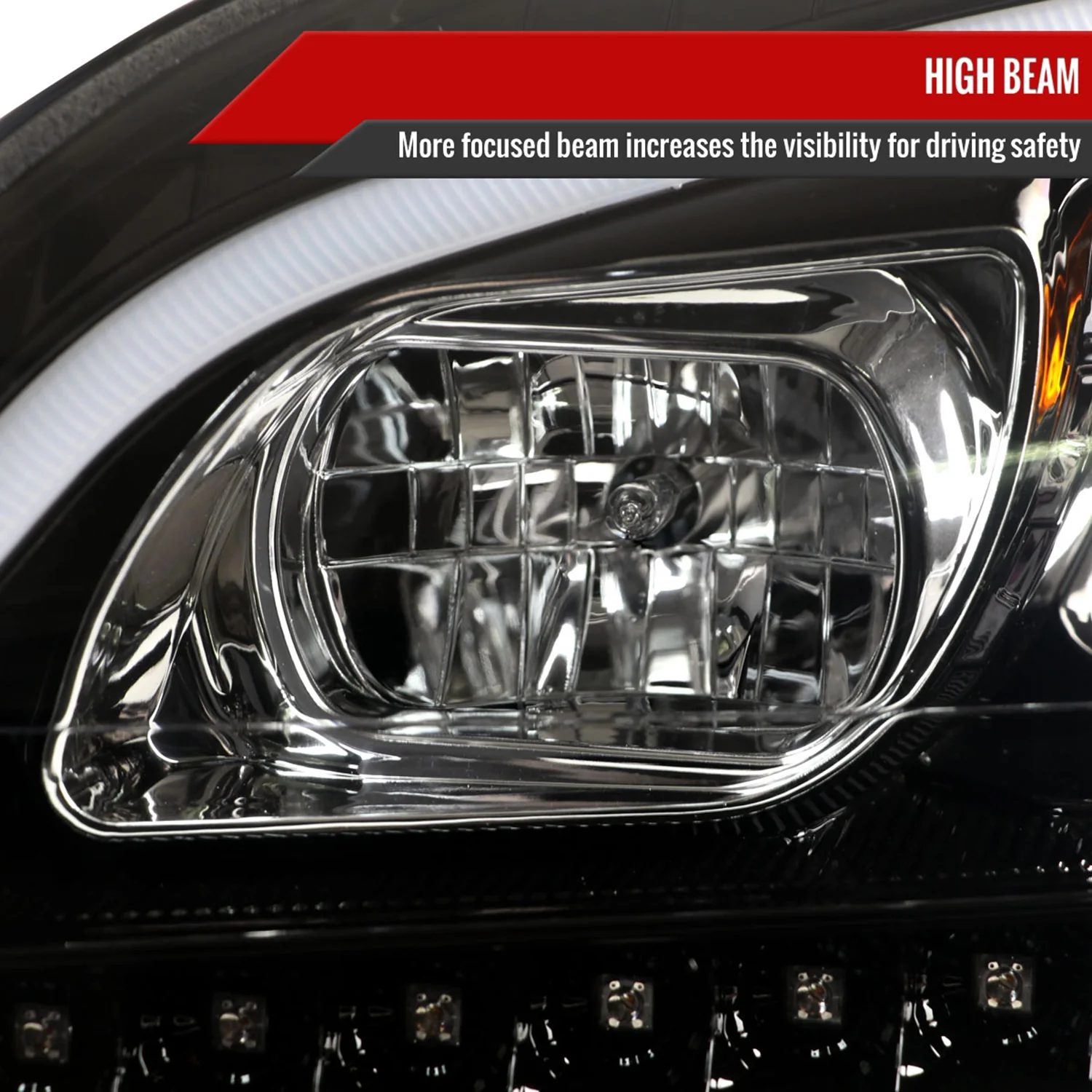 2006-2008 Mercedes W164 ML Class LED Bar Headlights Signal Lights Jet Black - Image 4