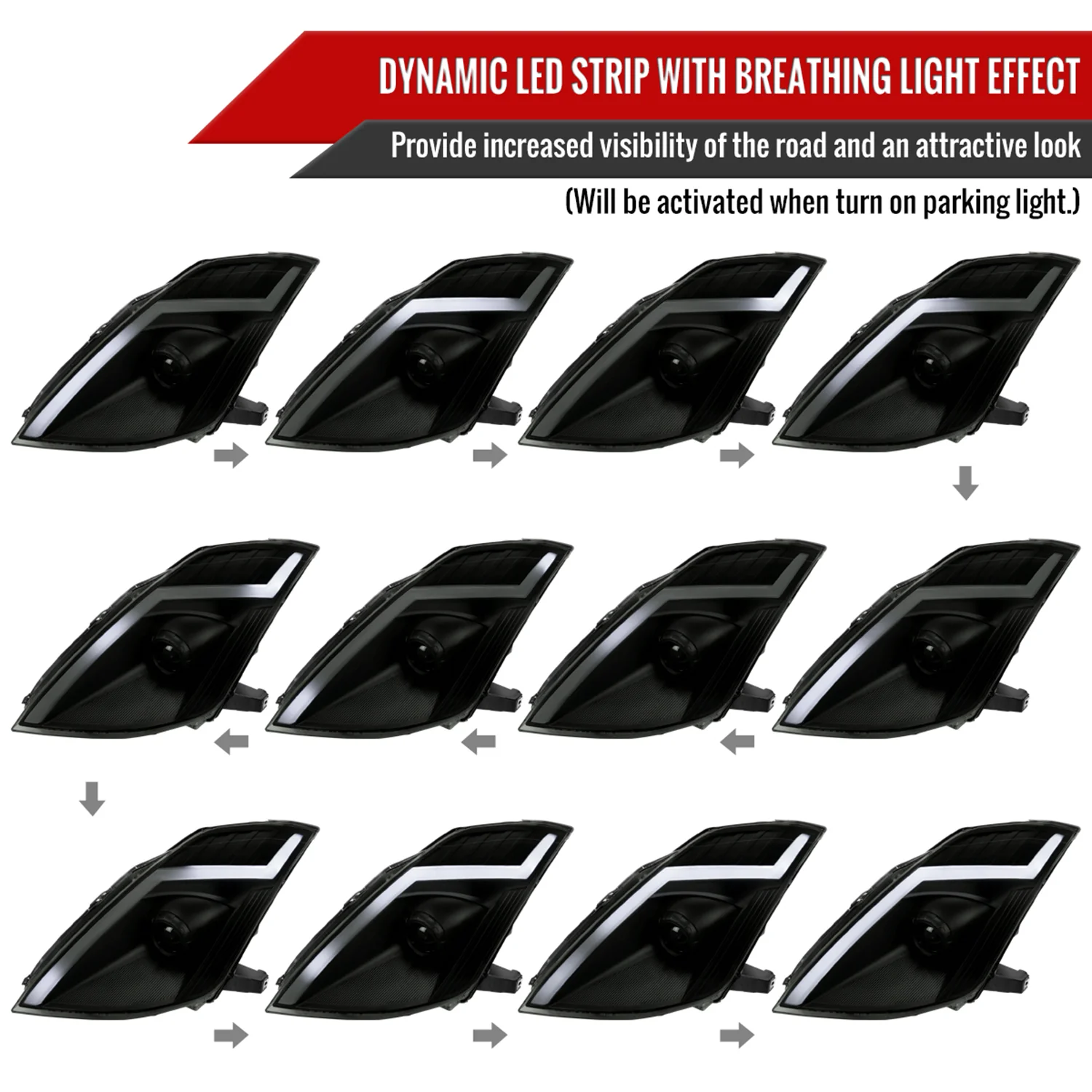 2006-2009 Nissan 350Z Turn Signal Animated LED Bar Projector Headlights Smoke - Image 3