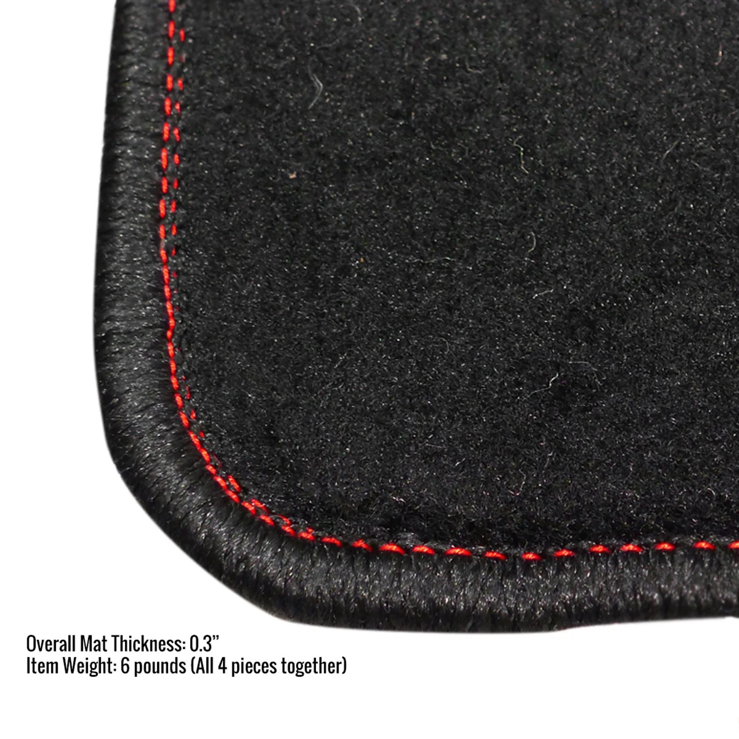 2006-2010 Honda Civic Coupe Black Carpet Floor Mats Red Stitching 4Pcs - Image 4