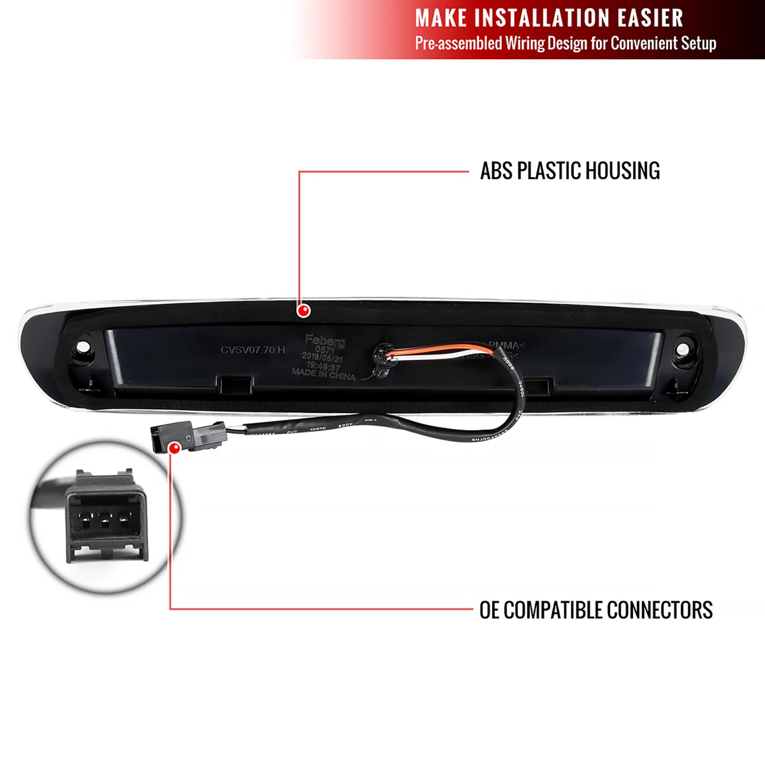 2007-2012 Chevy Silverado/ GMC Sierra LED 3rd Brake Light Chrome/Clear Lens - Image 9