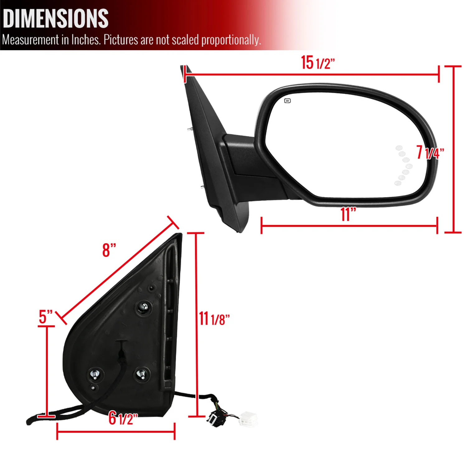 2007-2013 Chevy Silverado/GMC Sierra Matt Black Heated Side Mirror Passenger - Image 8
