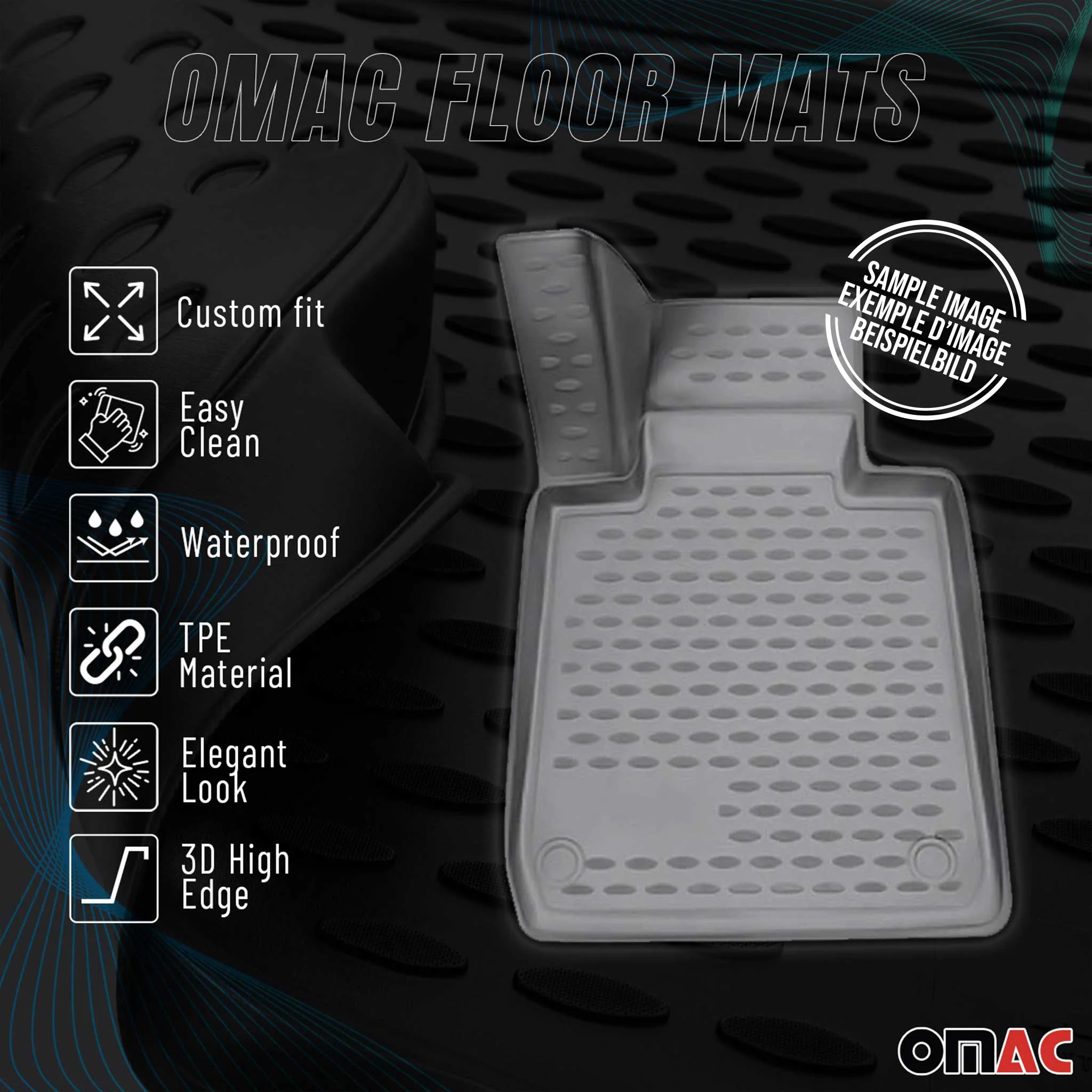 2007-2014 Chevrolet Suburban Floor Mats Liners Full Set All Weather Gray - Image 2