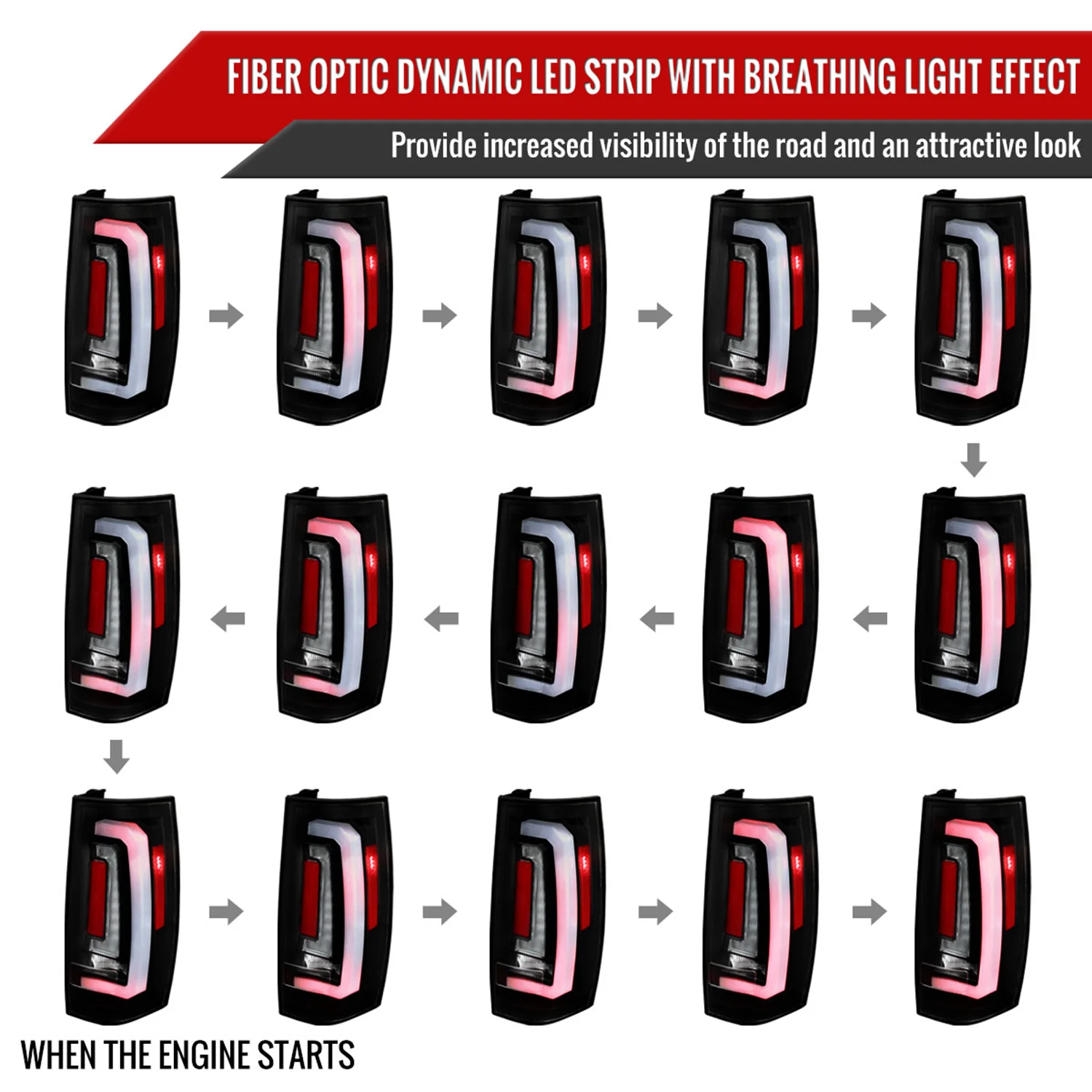 2007-2014 Chevy Tahoe/Suburban/Yukon/Denali LED Signal Tail Lights Matt Black - Image 3