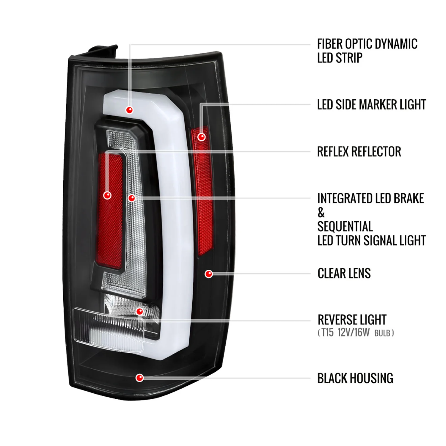 2007-2014 Chevy Tahoe/Suburban/Yukon/Denali LED Signal Tail Lights Matt Black - Image 9