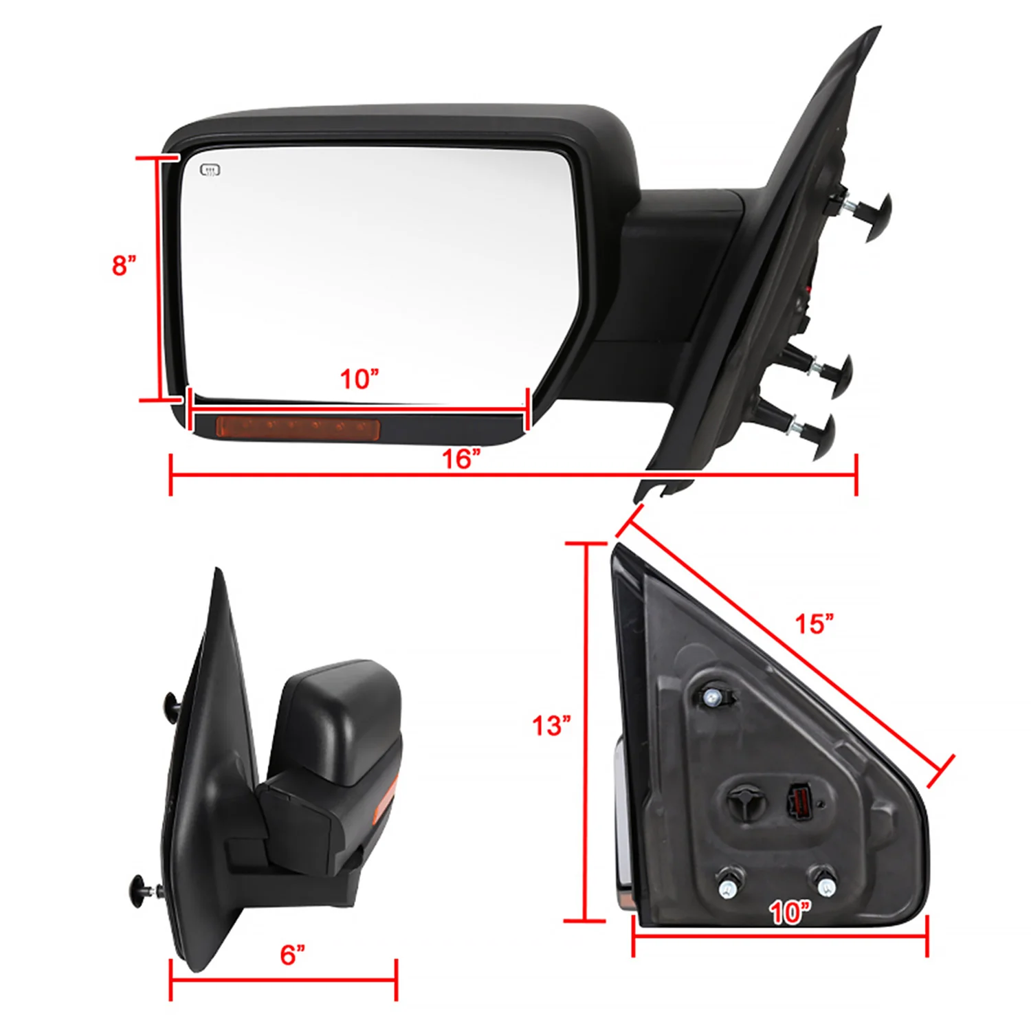 2007-2014 Ford F150 Black Heated Side Mirror &Amber Signal Puddle Light Driver - Image 8