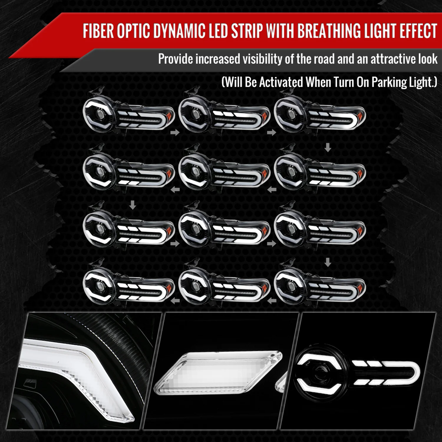 2007-2014 Toyota FJ Cruiser Full LED Projector Headlights LED Signal Black - Image 3