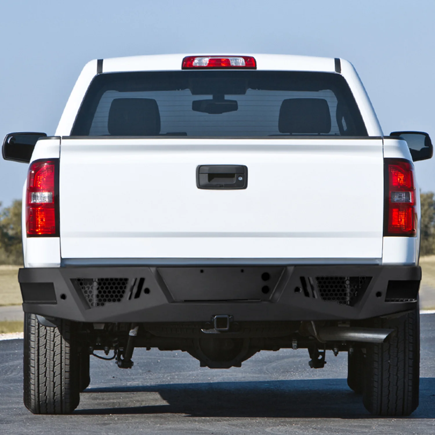 2007-2018 GMC Sierra 1500 Black Heavy Duty Steel Rear Step Bumper License Lamp - Image 10