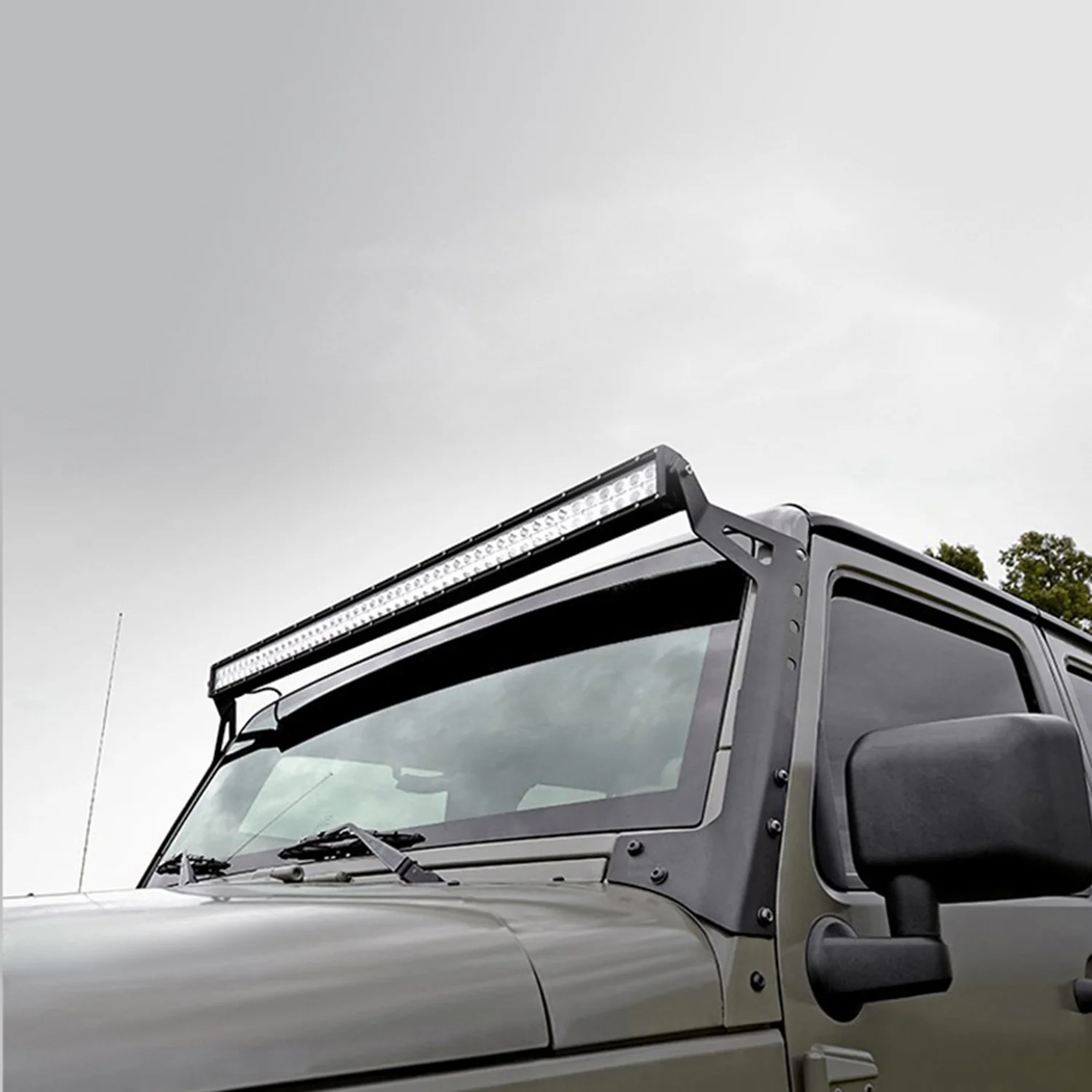 2007-2018 Jeep Wrangler 50" Windshield Light Mounting Bracket Black - Image 4