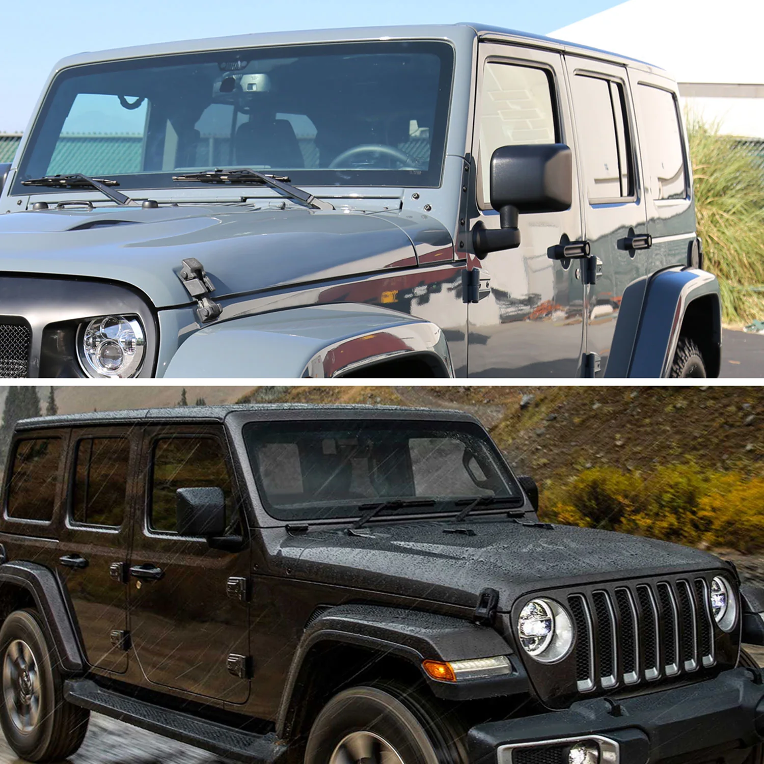 2007-2018 Jeep Wrangler JK Black Manual Adjustable Side Mirrors - Image 10
