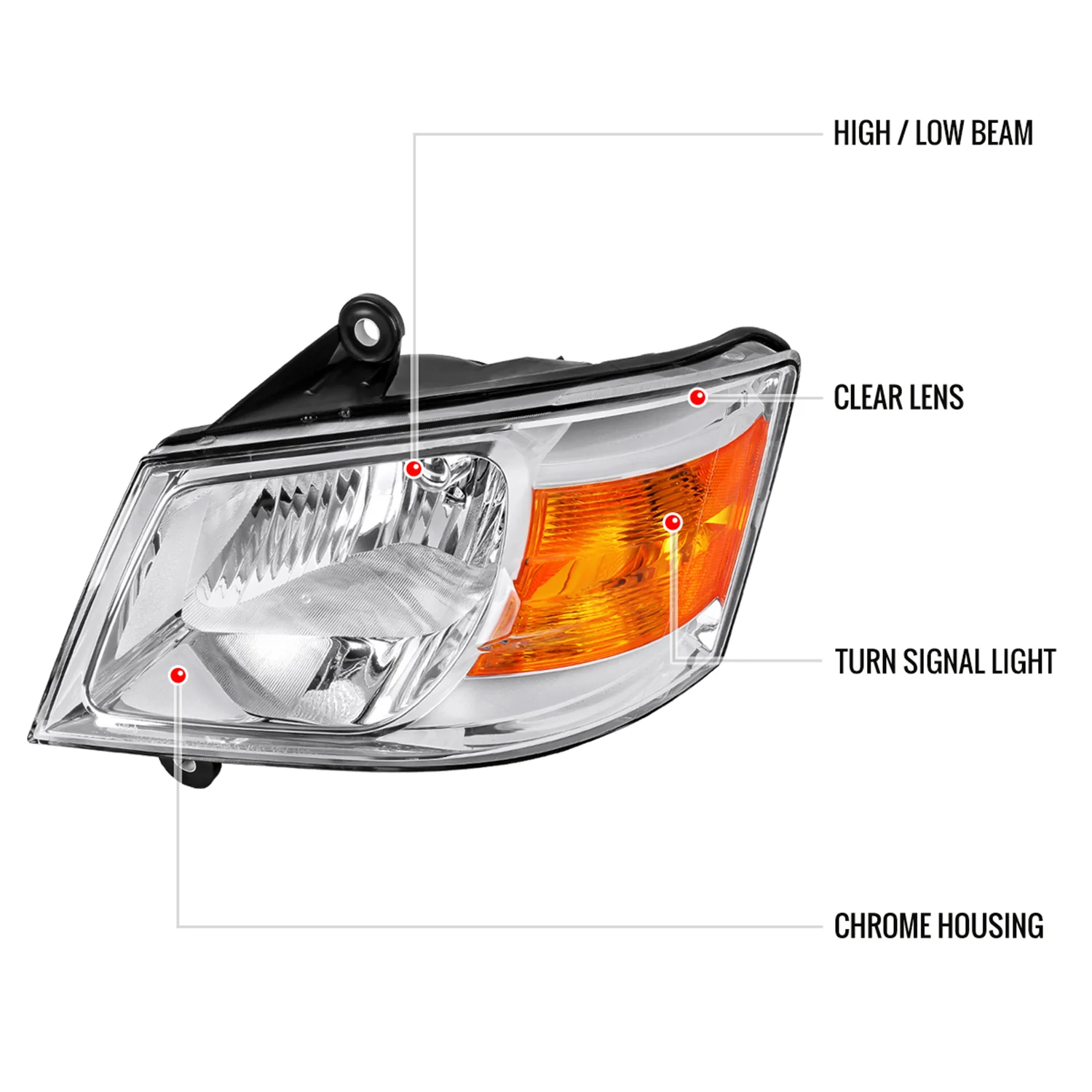 2008-2010 Dodge Grand Caravan Clear Factory Crystal Headlight - Driver Side - Image 8