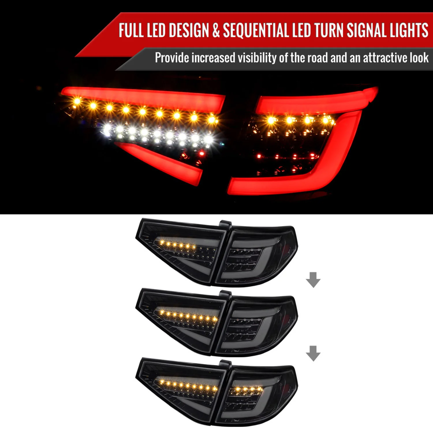 2008-2014 Subaru Impreza WRX HB LED Tube Tail Lights Glossy Black/Dark Smoke - Image 2