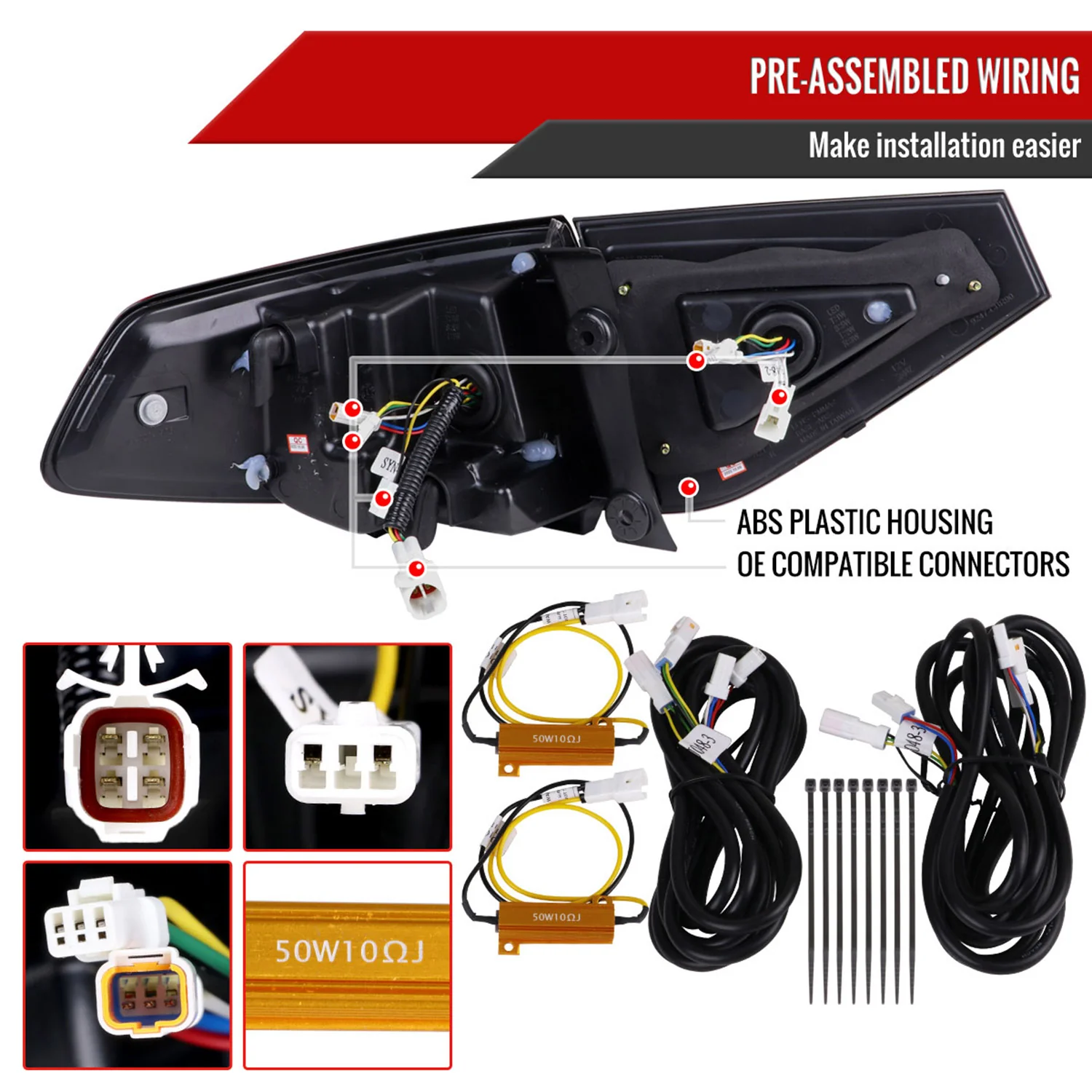 2008-2014 Subaru Impreza WRX HB LED Tube Tail Lights Glossy Black/Dark Smoke - Image 7