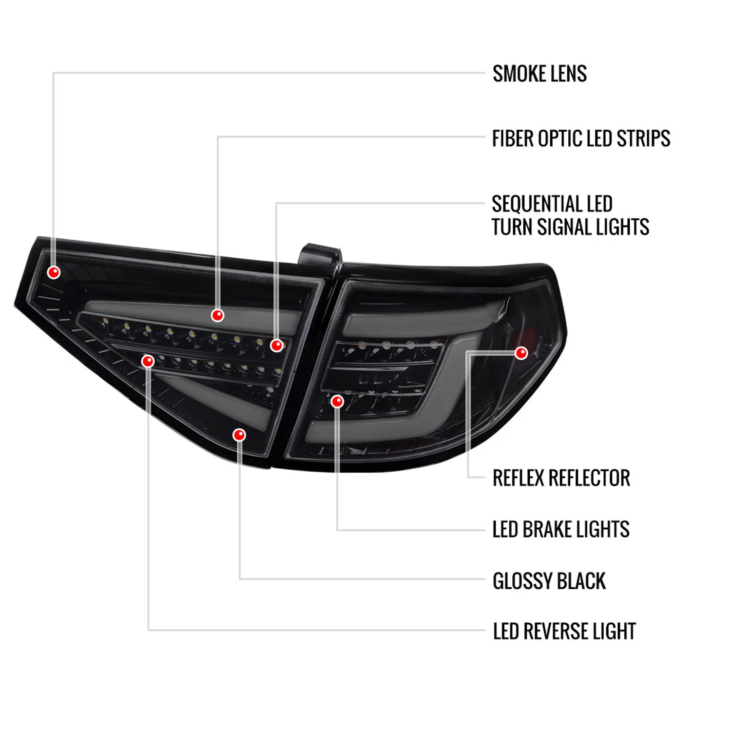 2008-2014 Subaru Impreza WRX HB LED Tube Tail Lights Glossy Black/Dark Smoke - Image 8