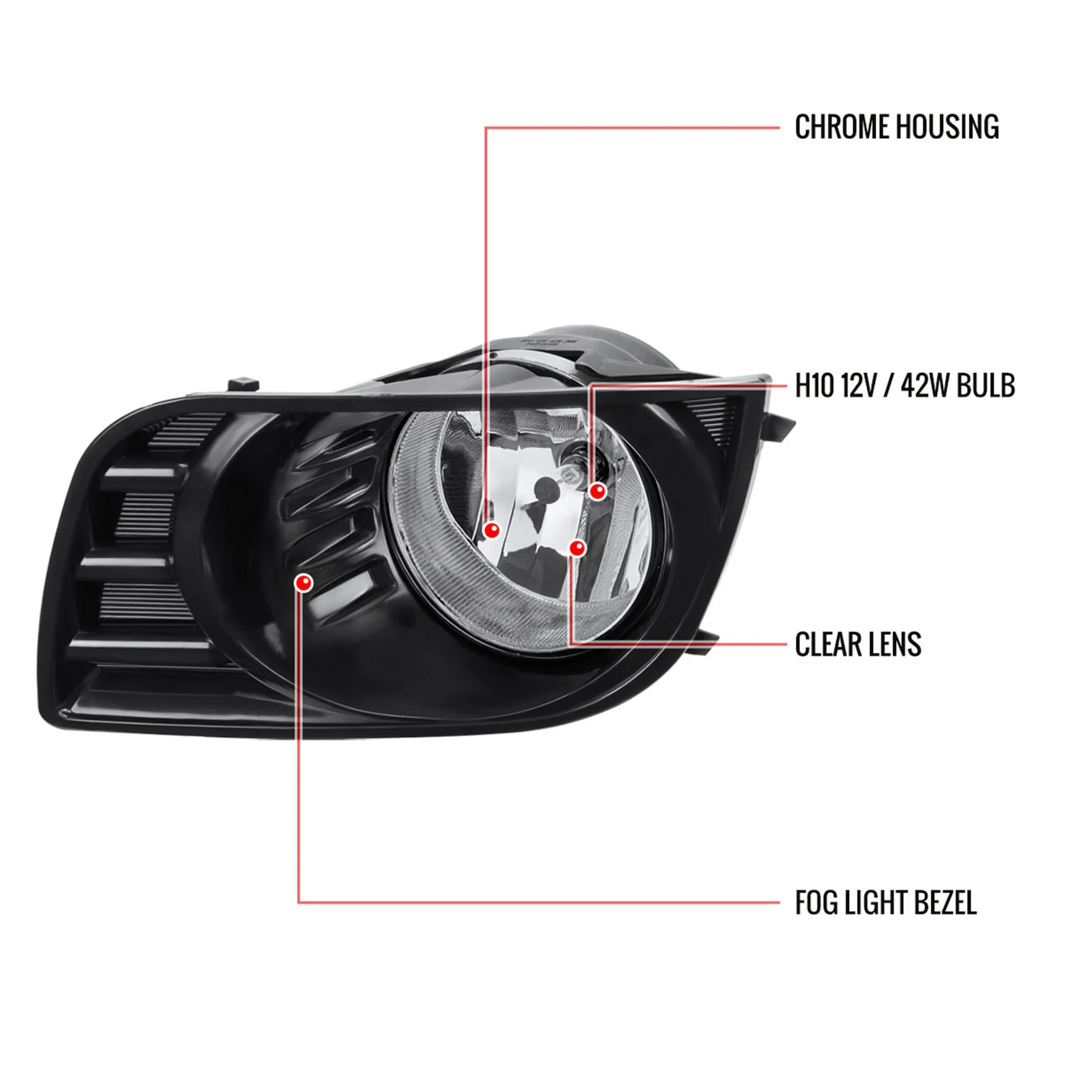 2008-2017 Toyota Sequoia H10 Fog Lights w/Switch & Wiring Harness Chrome/Clear - Image 9